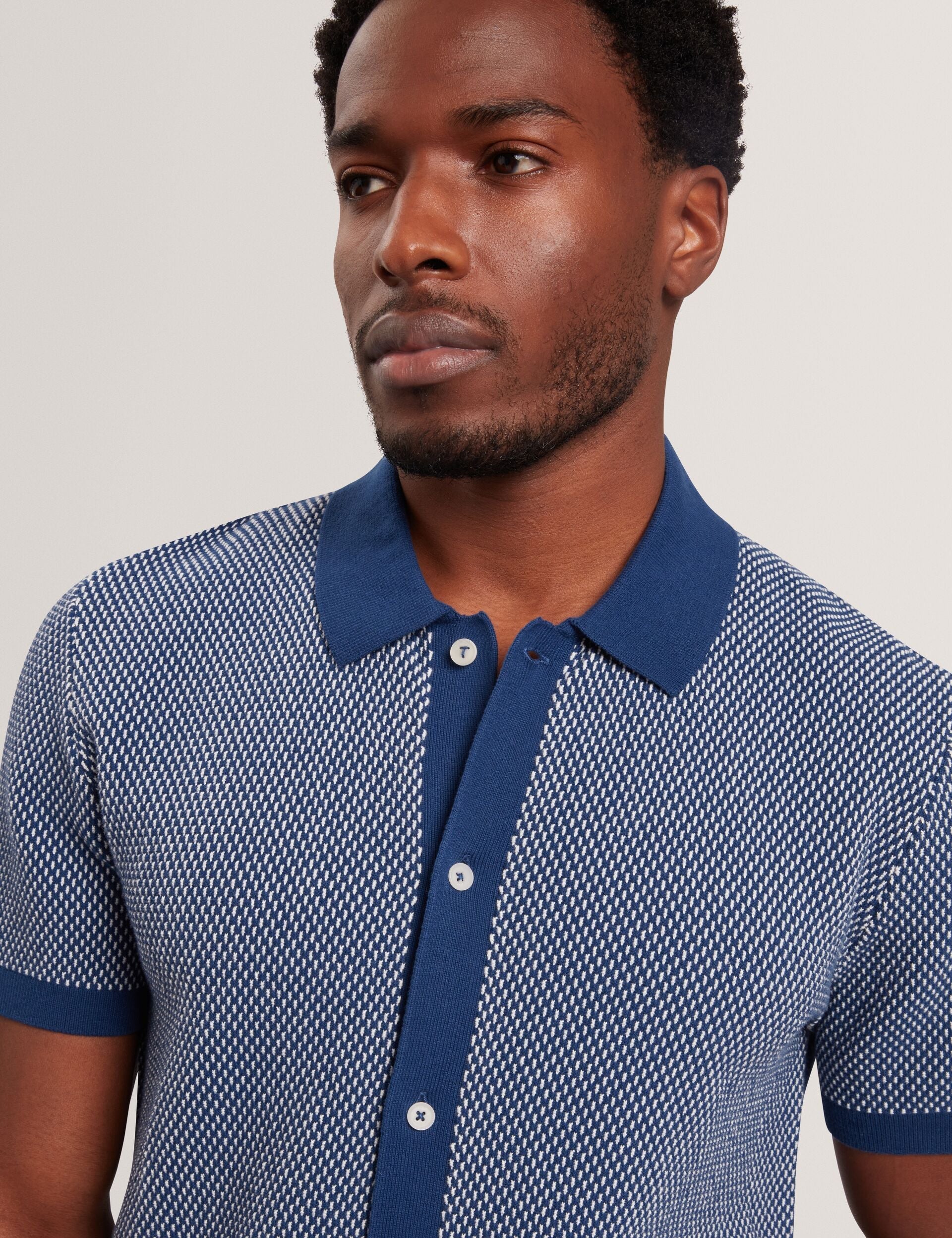Sale|Men NOLIVA Textured Stitch Knitted Button-Through Shirt - Ted Baker