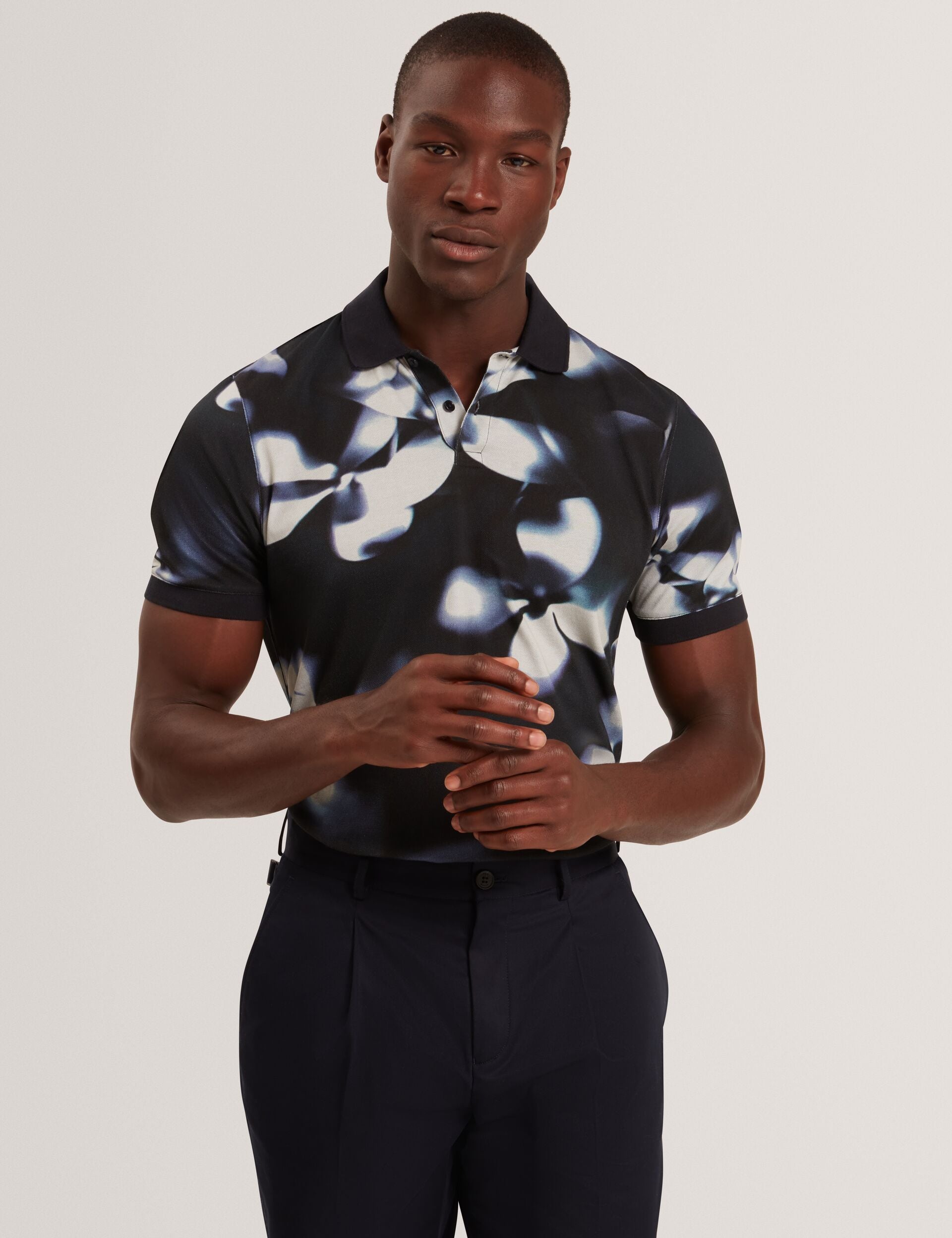 Sale|Men LONGBRI Photographic Floral Print Cotton Polo Shirt - Ted Baker