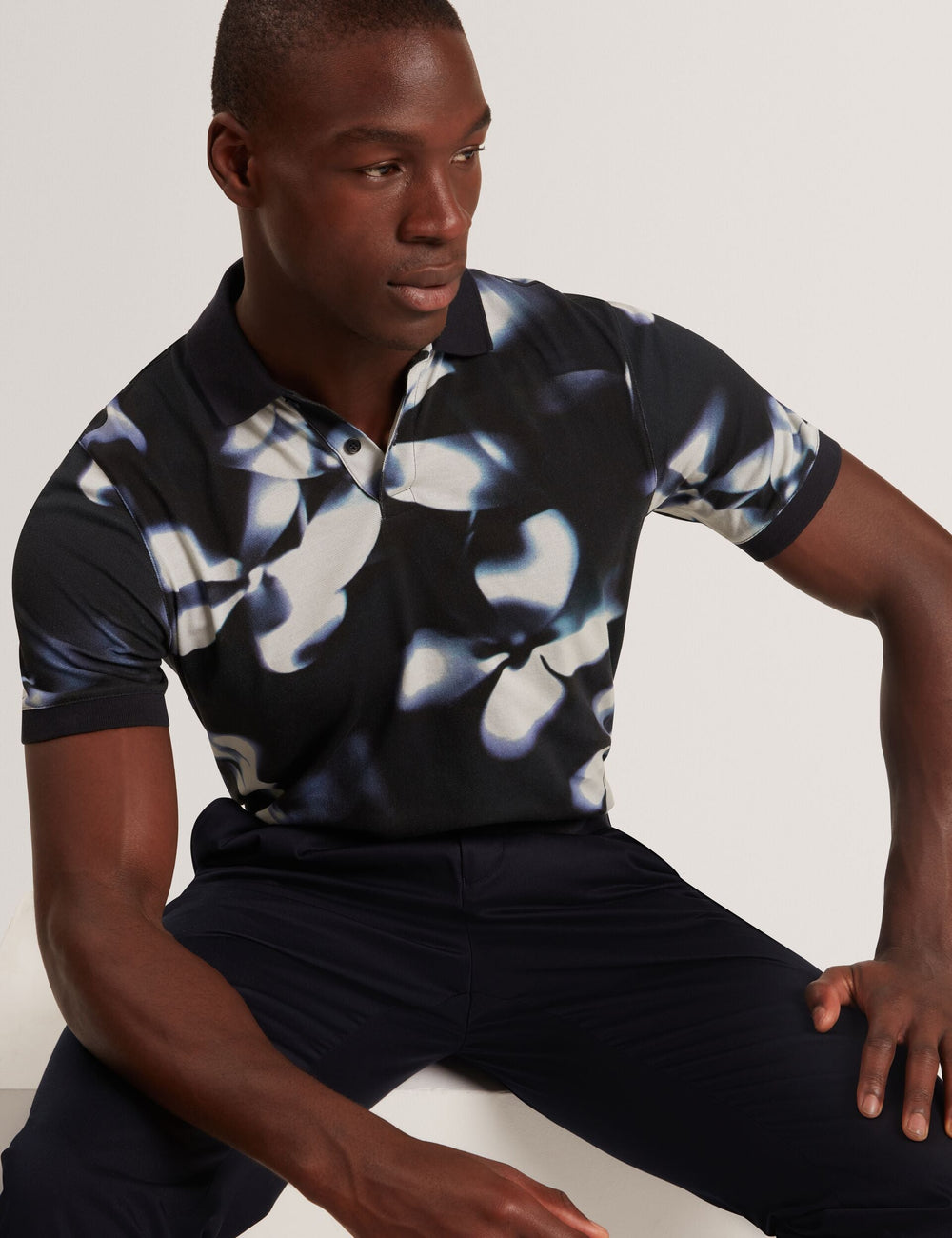 Sale|Men LONGBRI Photographic Floral Print Cotton Polo Shirt - Ted Baker