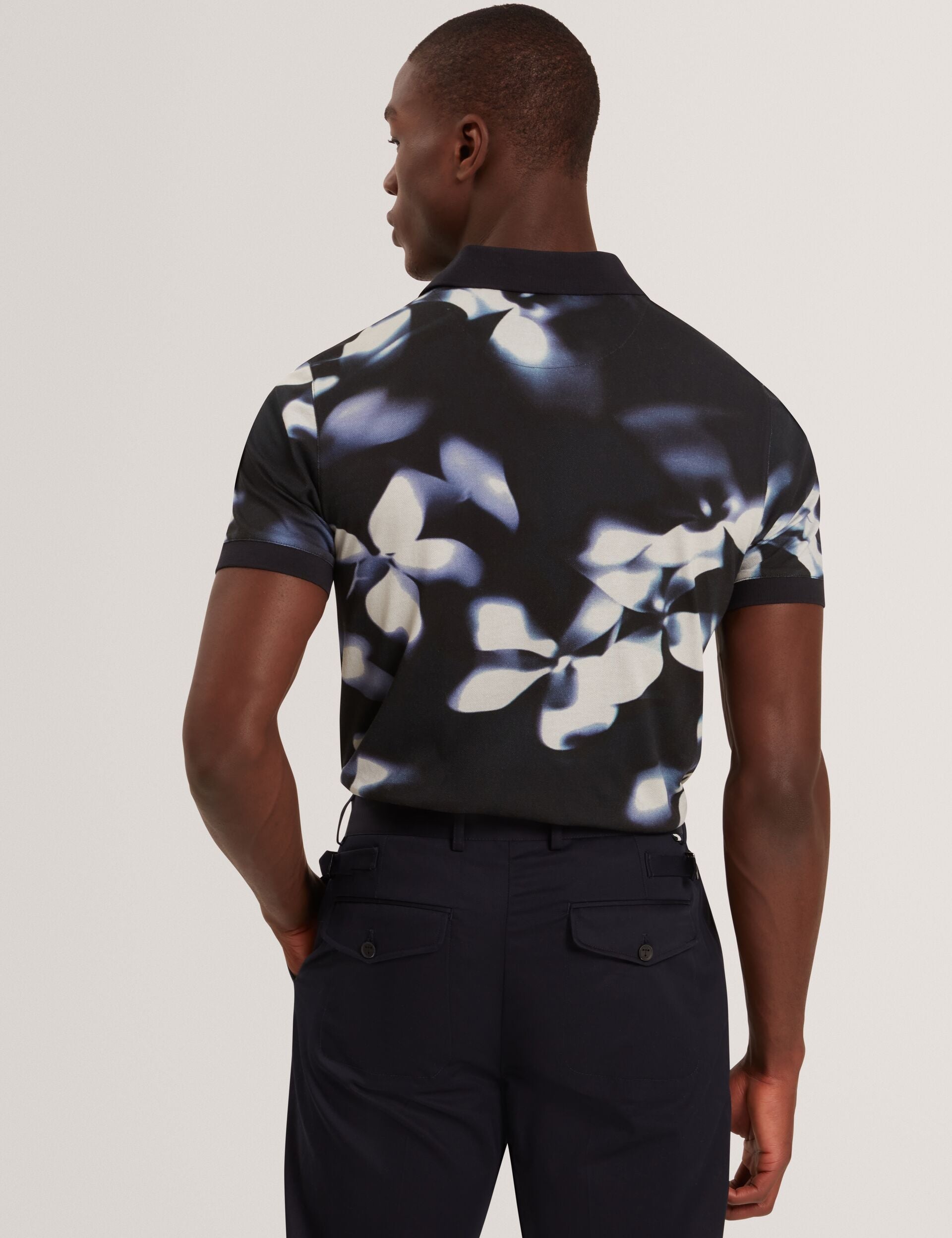 Sale|Men LONGBRI Photographic Floral Print Cotton Polo Shirt - Ted Baker