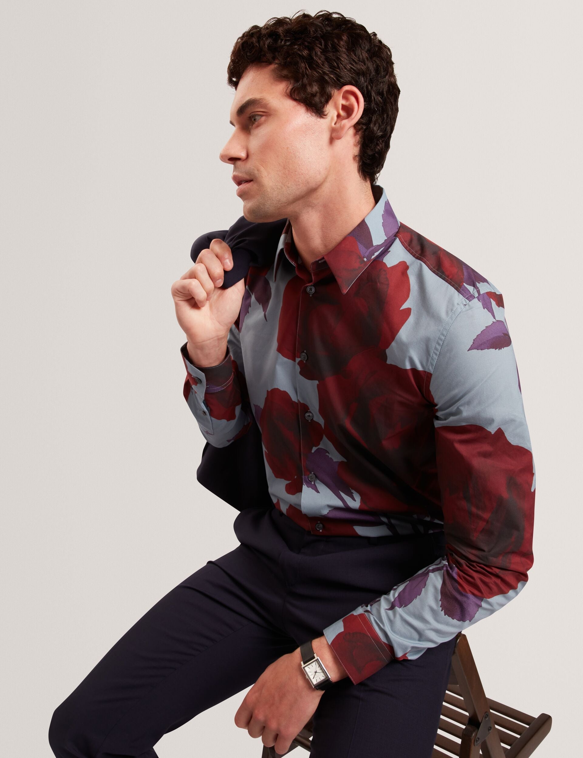 Sale|Men GIVIRA Rose Graphic Cotton Long Sleeve Shirt - Ted Baker