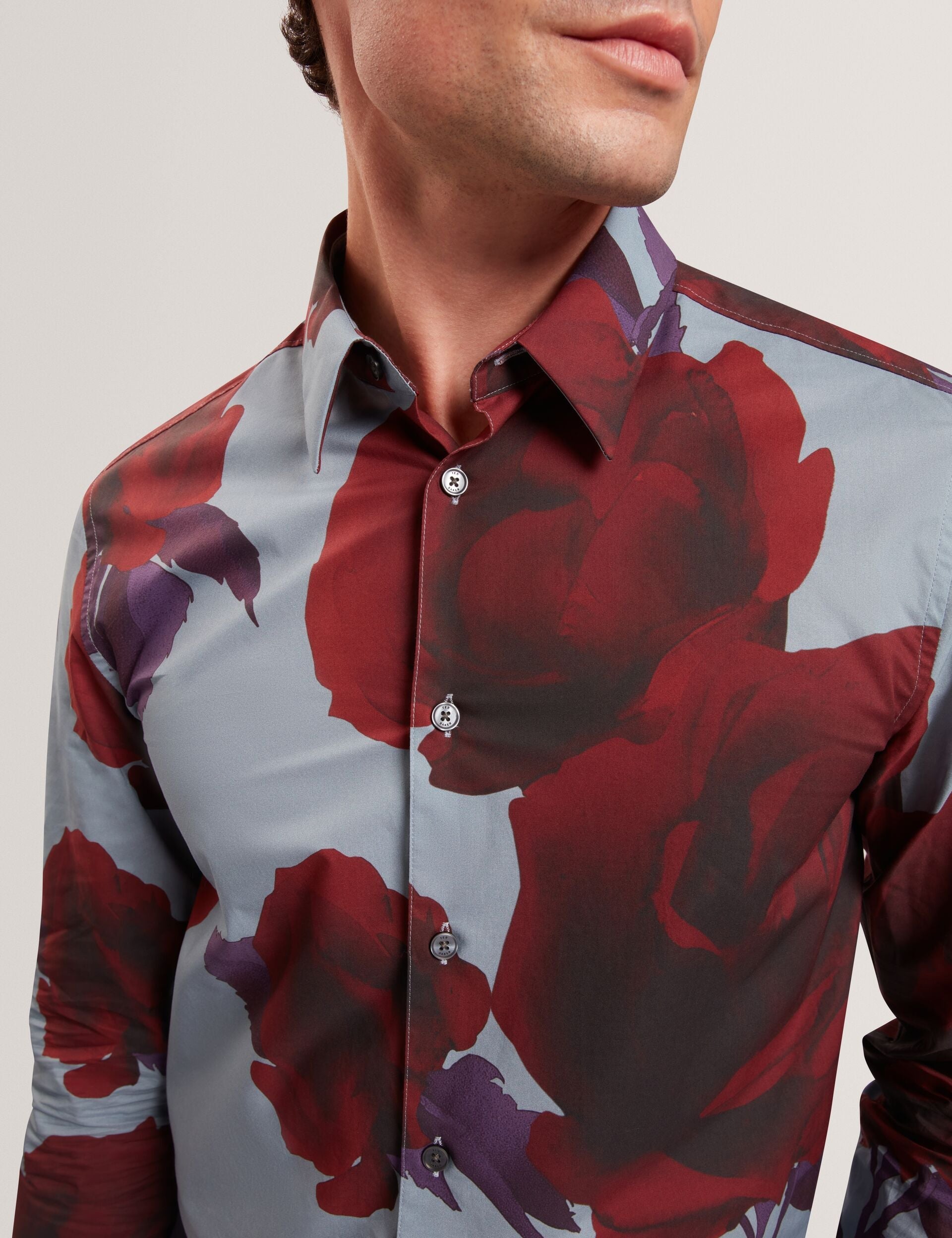 Sale|Men GIVIRA Rose Graphic Cotton Long Sleeve Shirt - Ted Baker