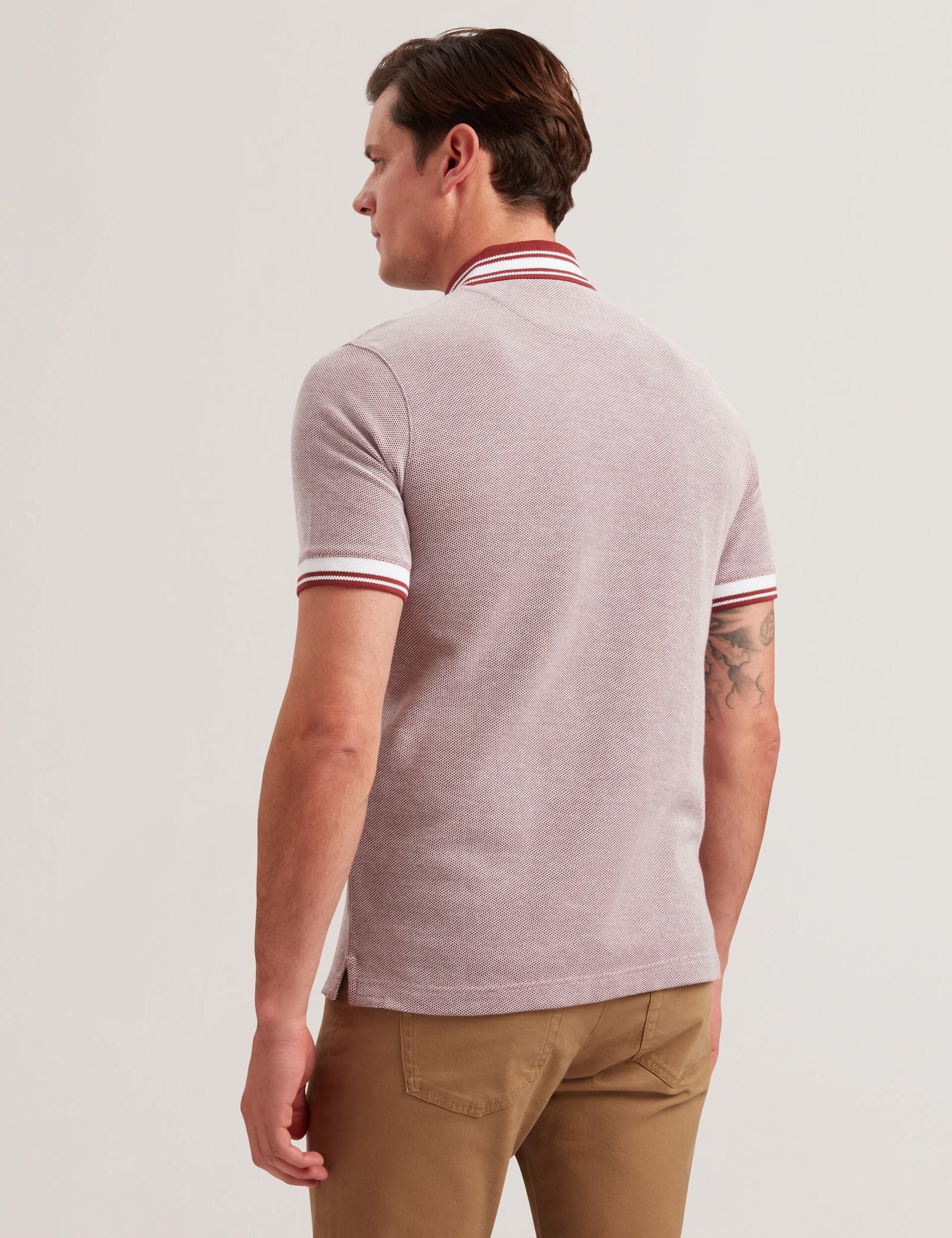 Sale|Men Phenes - Short Sleeve Textured Zip Polo - Ted Baker