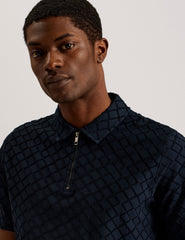 Sale|Men ANSOM - SS Reg Textured Towelling Zip Polo - Ted Baker