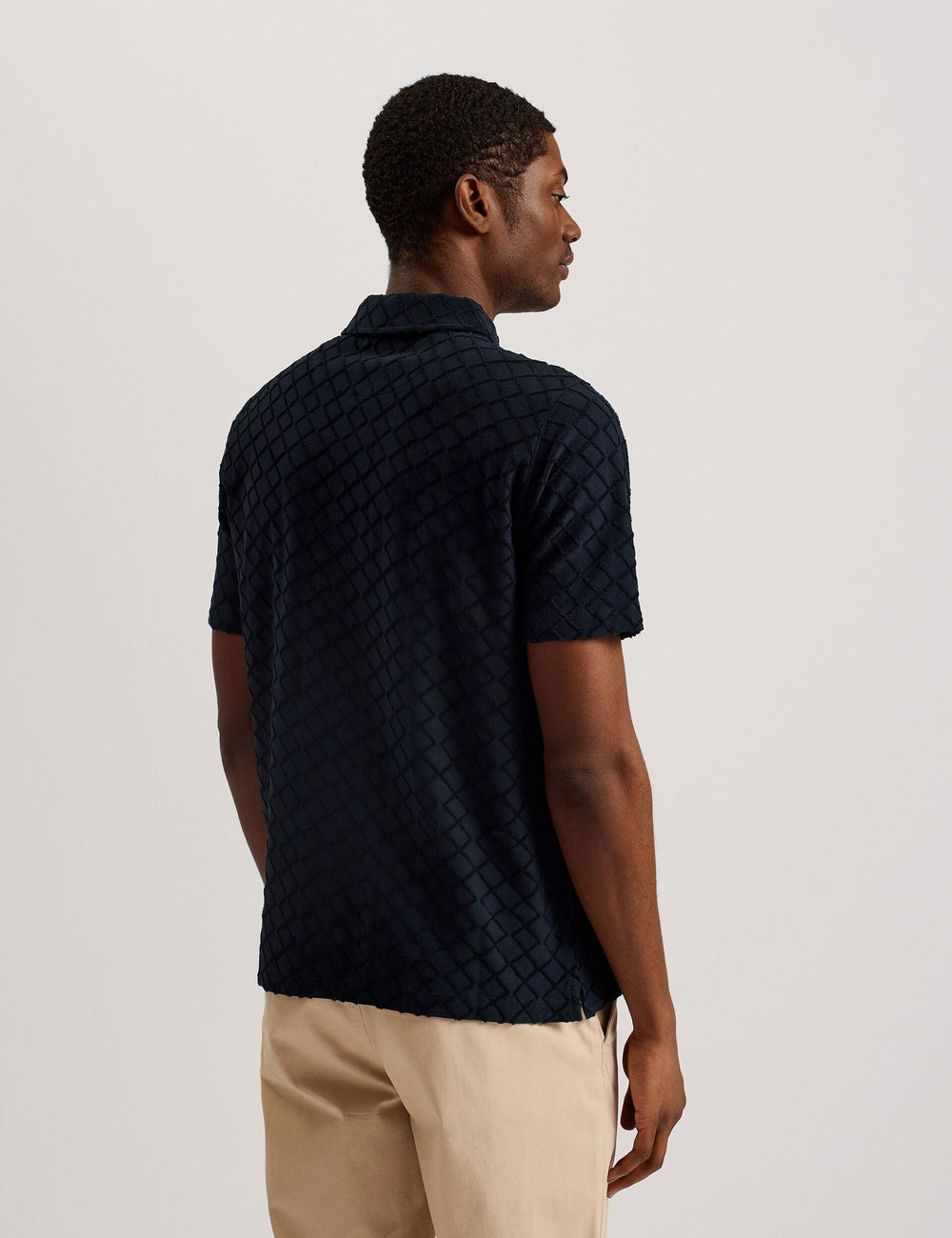 Sale|Men ANSOM - SS Reg Textured Towelling Zip Polo - Ted Baker