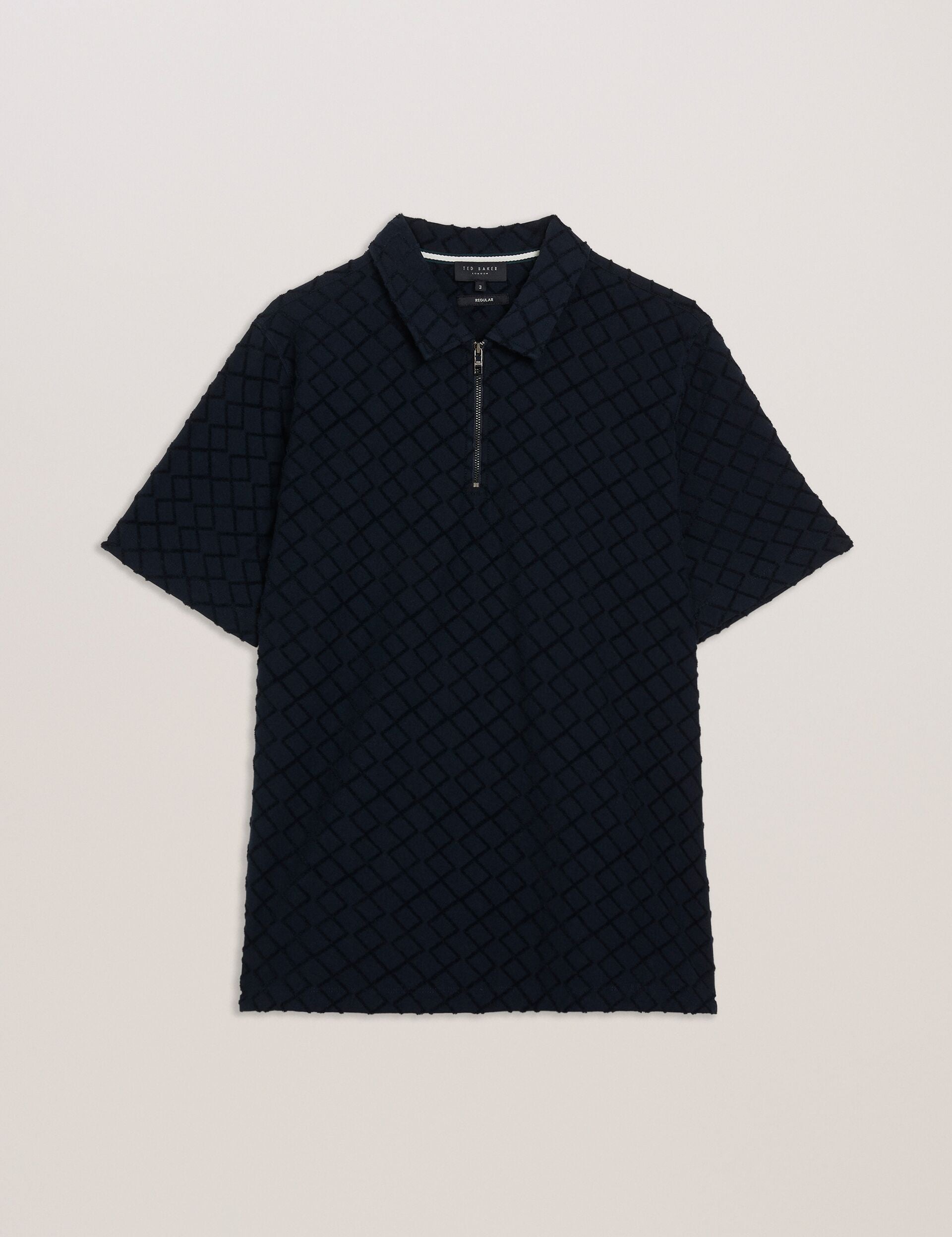 Sale|Men ANSOM - SS Reg Textured Towelling Zip Polo - Ted Baker