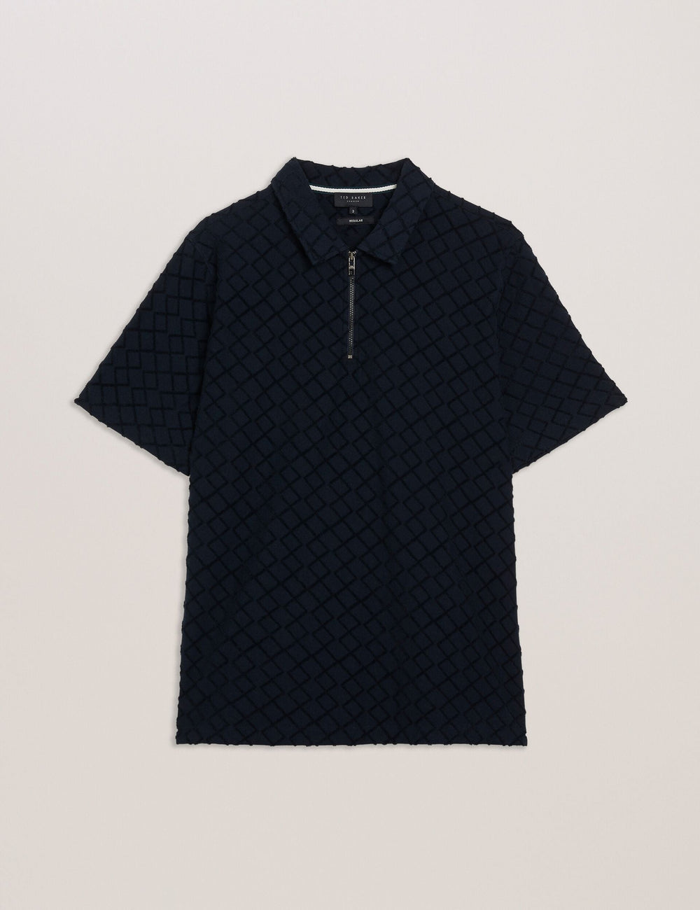 Sale|Men ANSOM - SS Reg Textured Towelling Zip Polo - Ted Baker