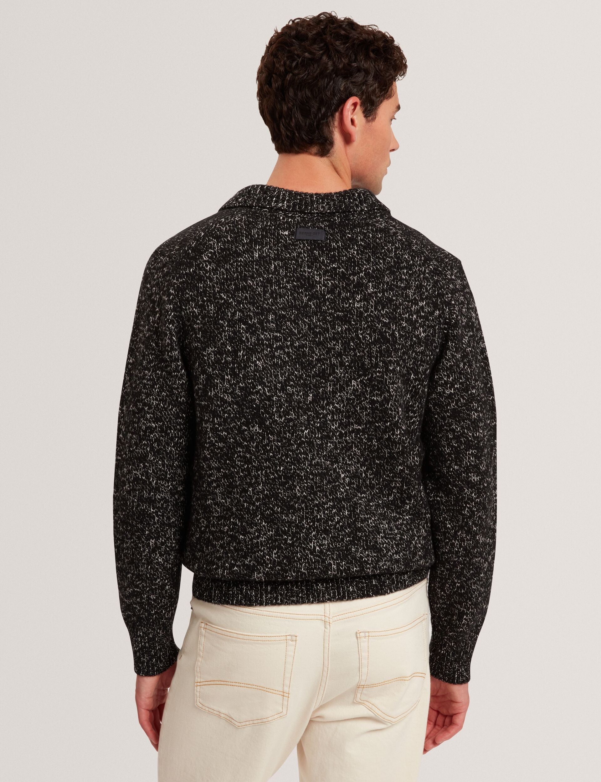 Sale|Men BERRETO Melange Knit Long Sleeve Polo Shirt - Ted Baker