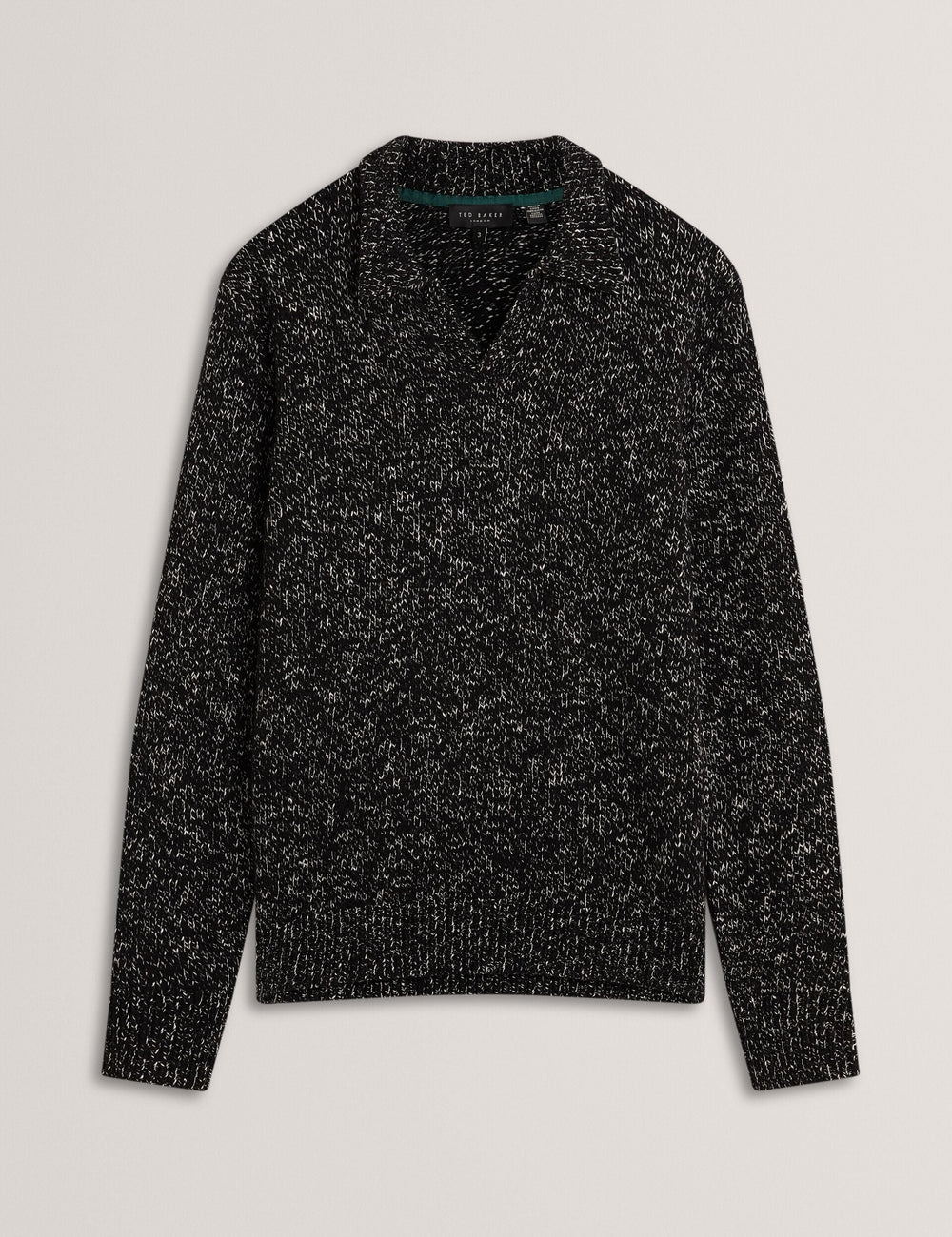 Sale|Men BERRETO Melange Knit Long Sleeve Polo Shirt - Ted Baker