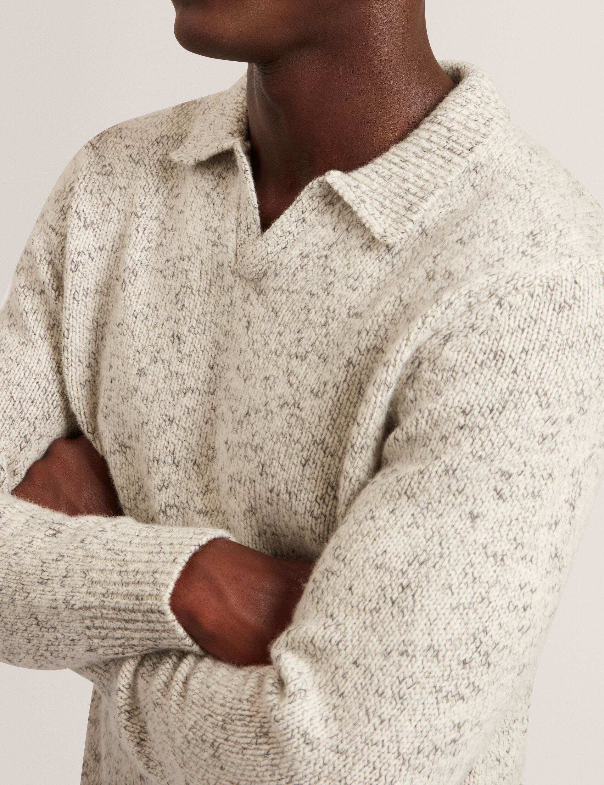 Sale|Men BERRETO Melange Knit Long Sleeve Polo Shirt - Ted Baker