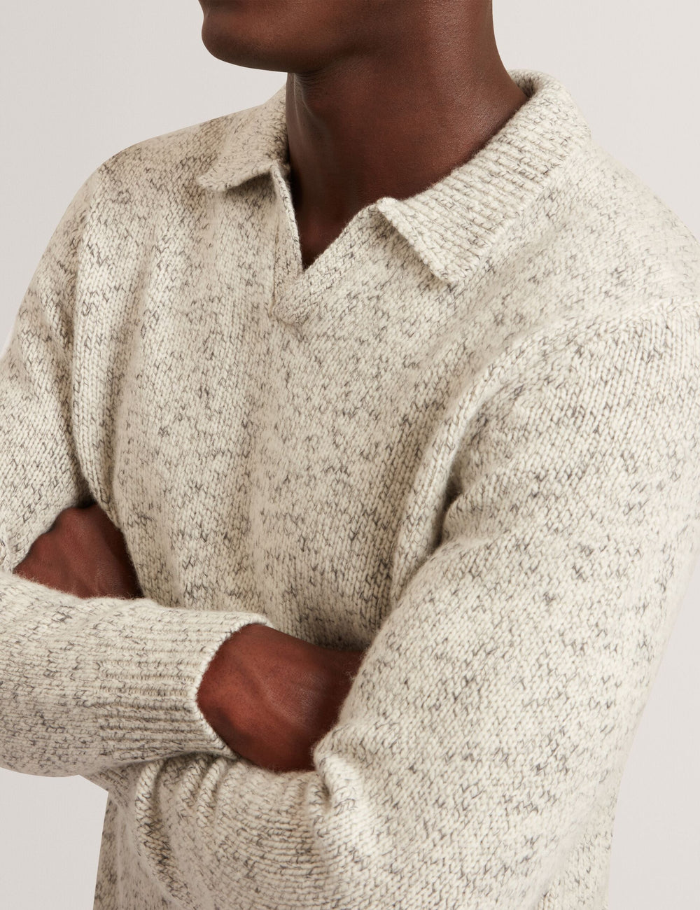 Sale|Men BERRETO Melange Knit Long Sleeve Polo Shirt - Ted Baker