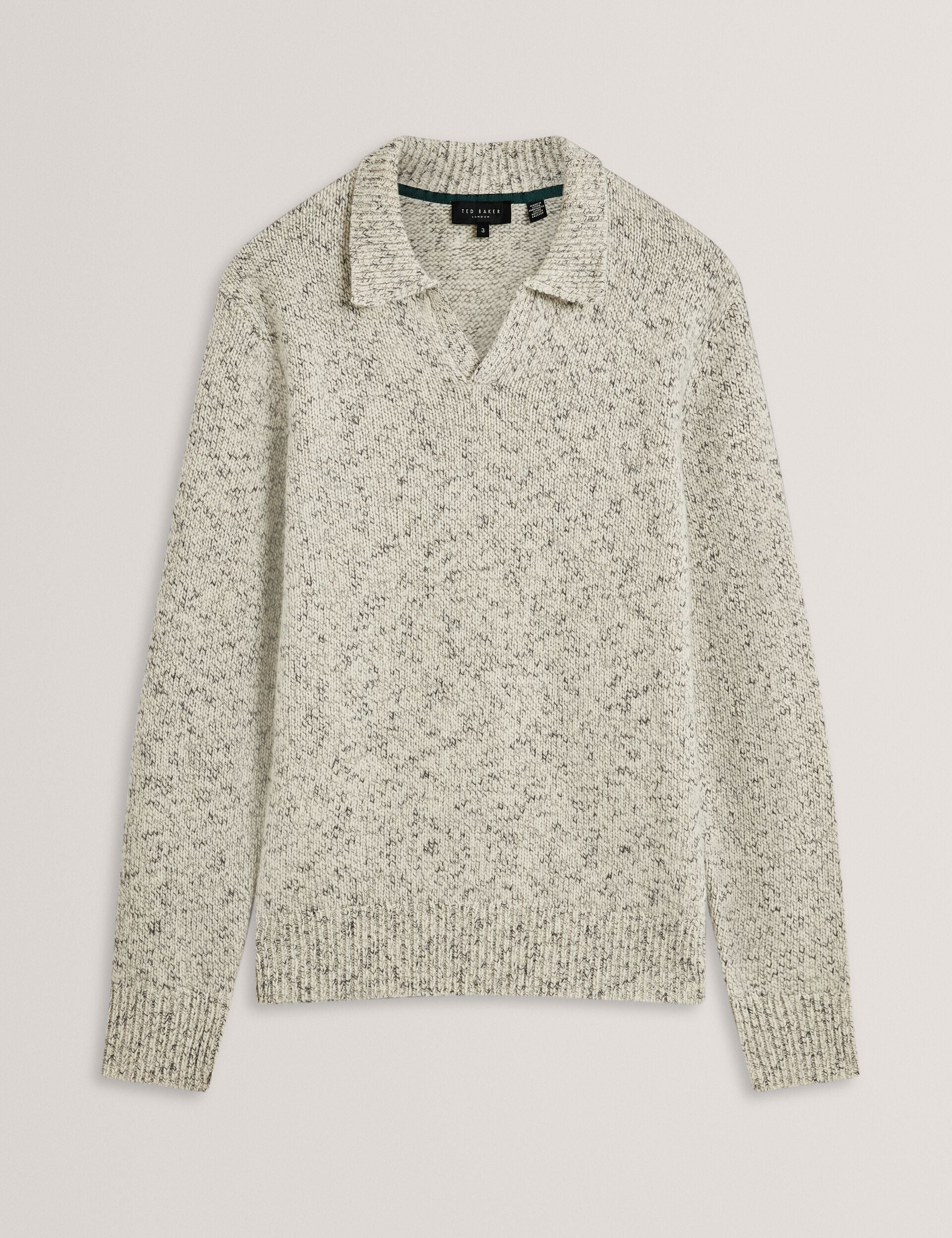 Sale|Men BERRETO Melange Knit Long Sleeve Polo Shirt - Ted Baker