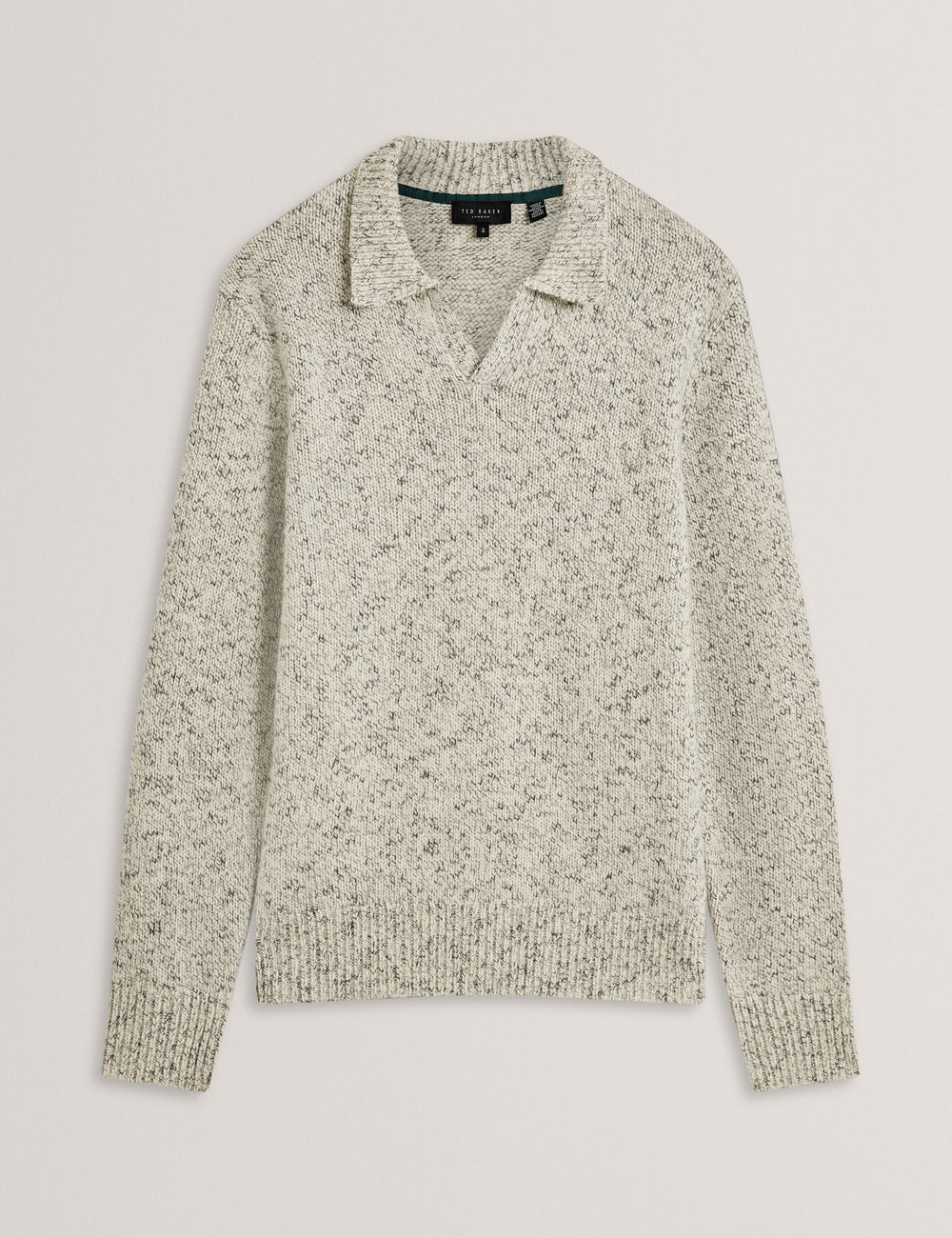 Sale|Men BERRETO Melange Knit Long Sleeve Polo Shirt - Ted Baker