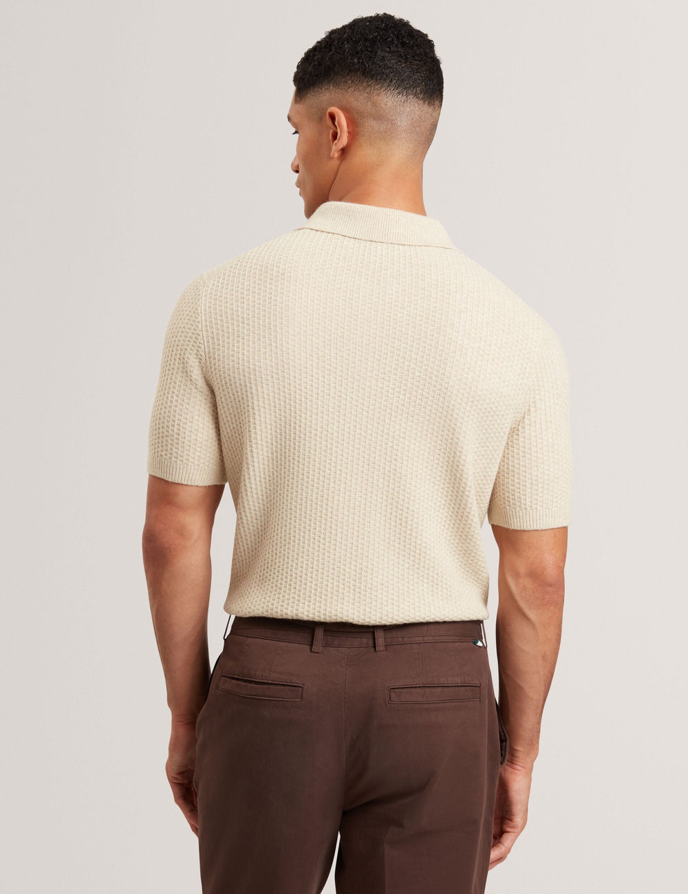 Sale|Men CAELUM Herringbone Texture Knit Short Sleeve Polo - Ted Baker