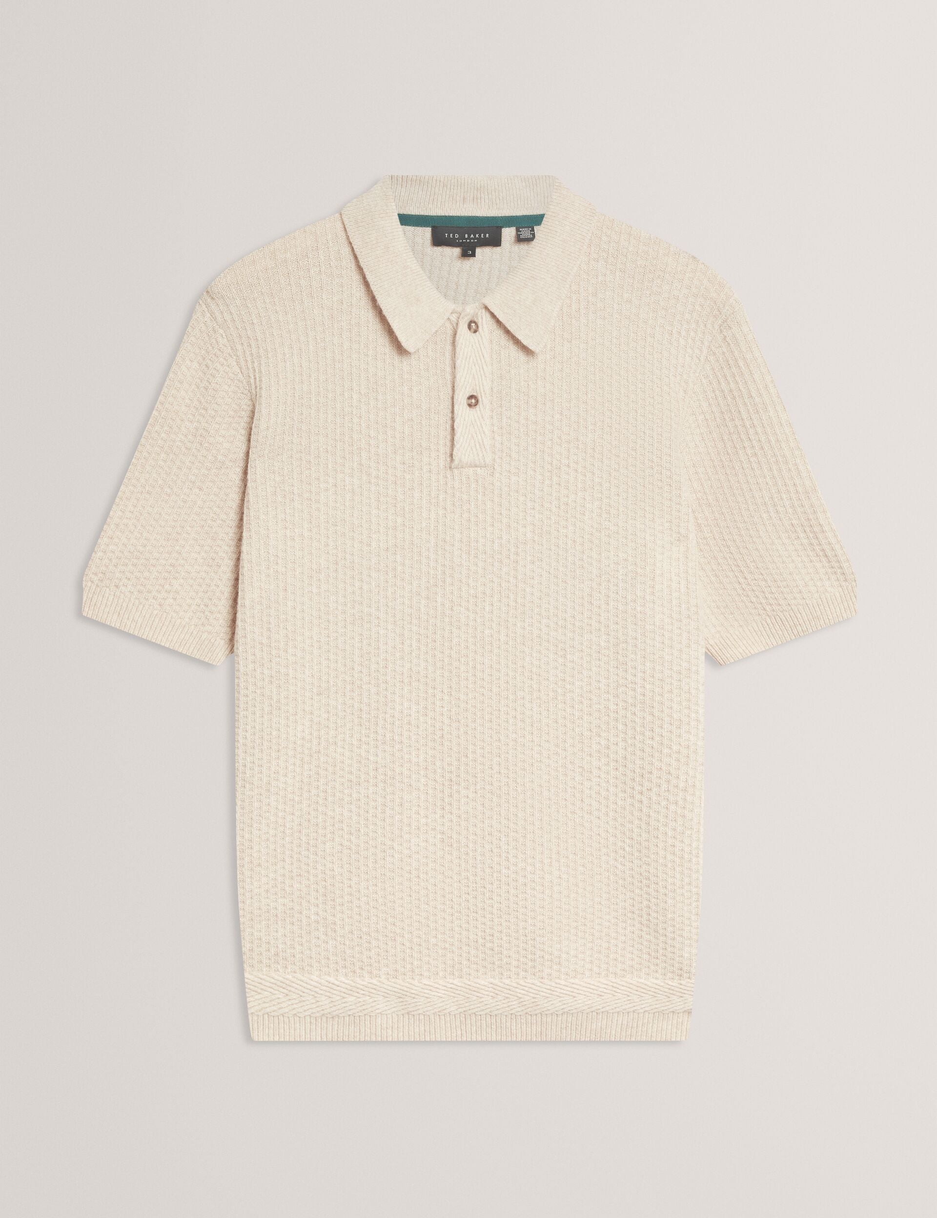 Sale|Men CAELUM Herringbone Texture Knit Short Sleeve Polo - Ted Baker