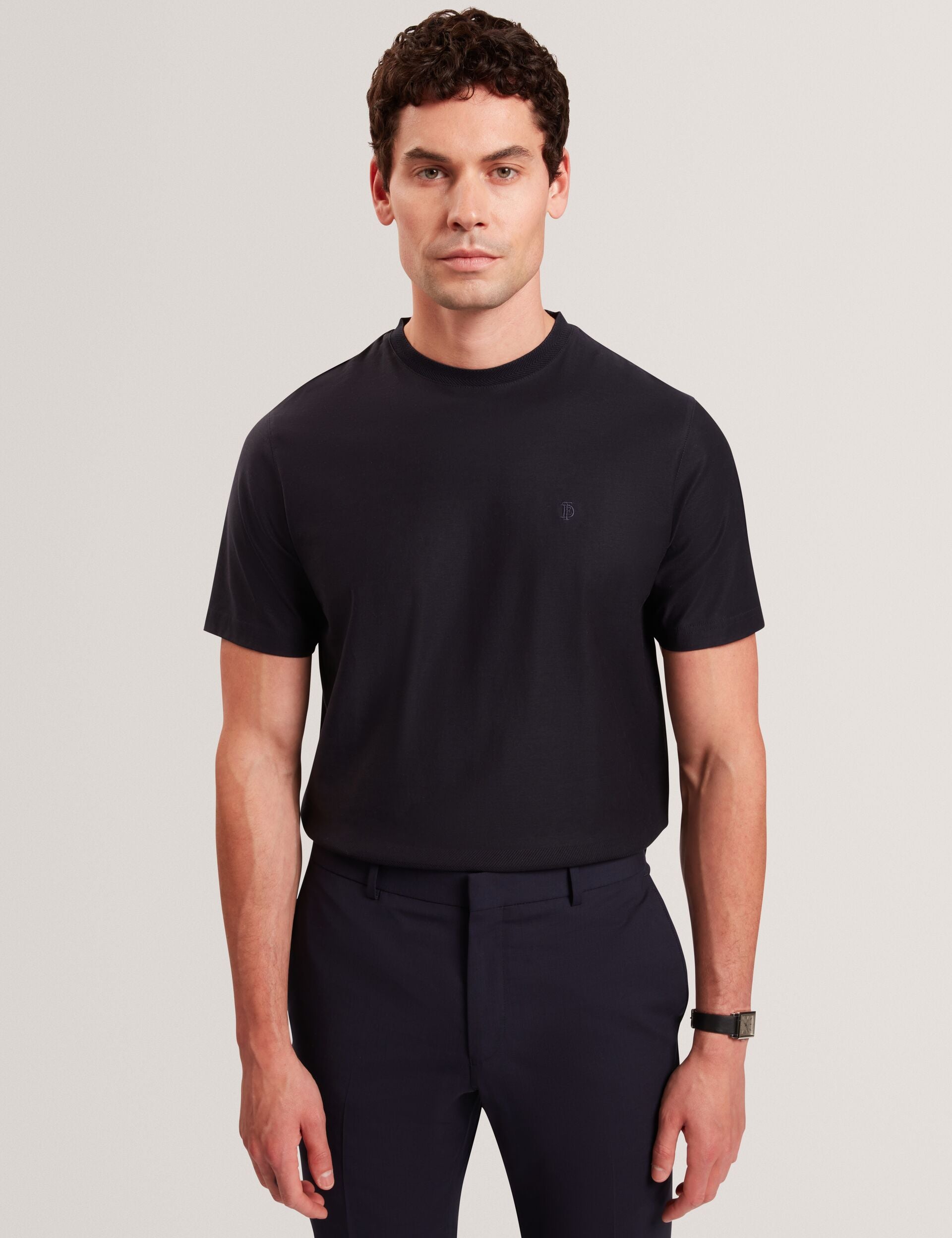 Sale|Men KAELITH Textured Panel Cotton Short Sleeve T-Shirt - Ted Baker