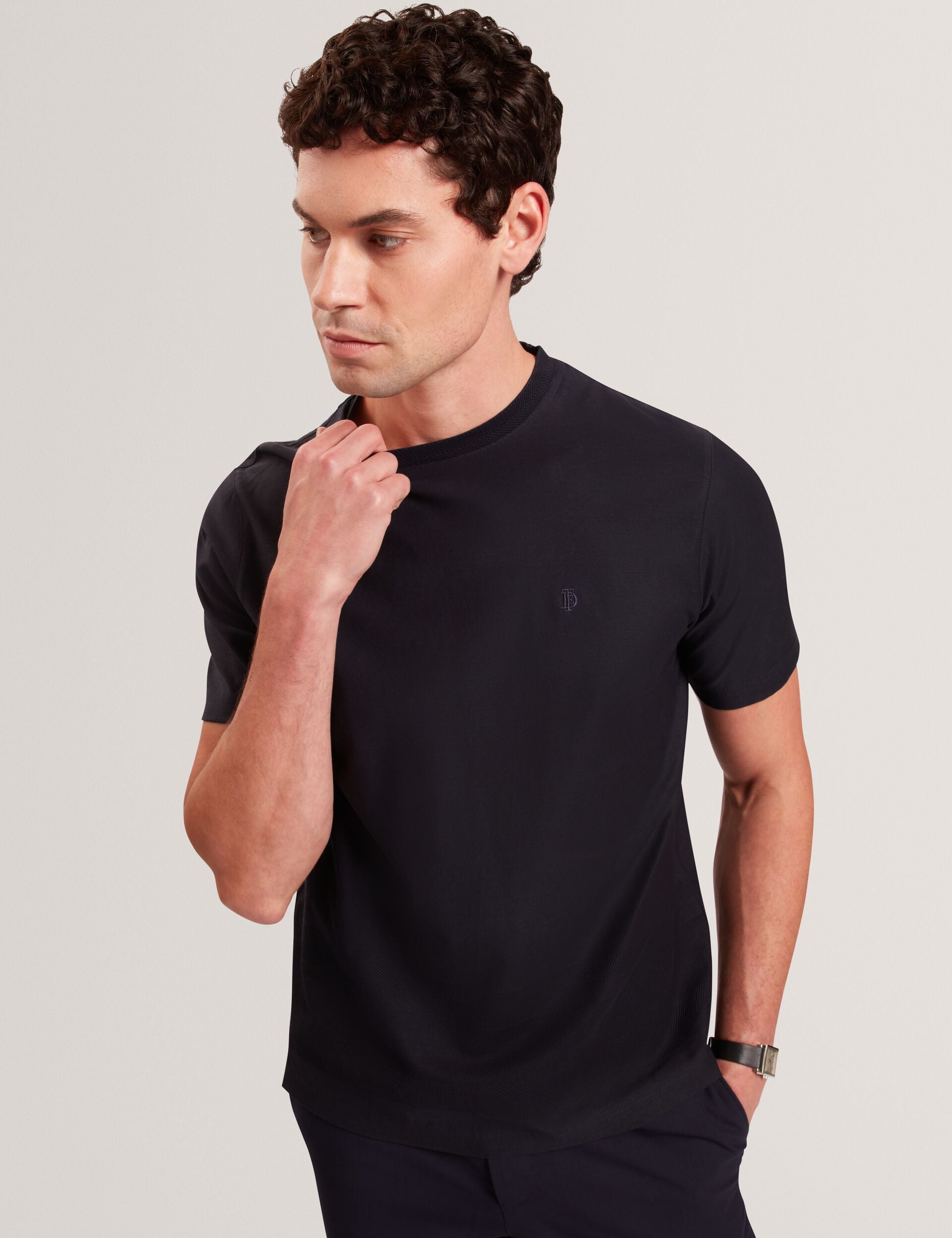 Sale|Men KAELITH Textured Panel Cotton Short Sleeve T-Shirt - Ted Baker