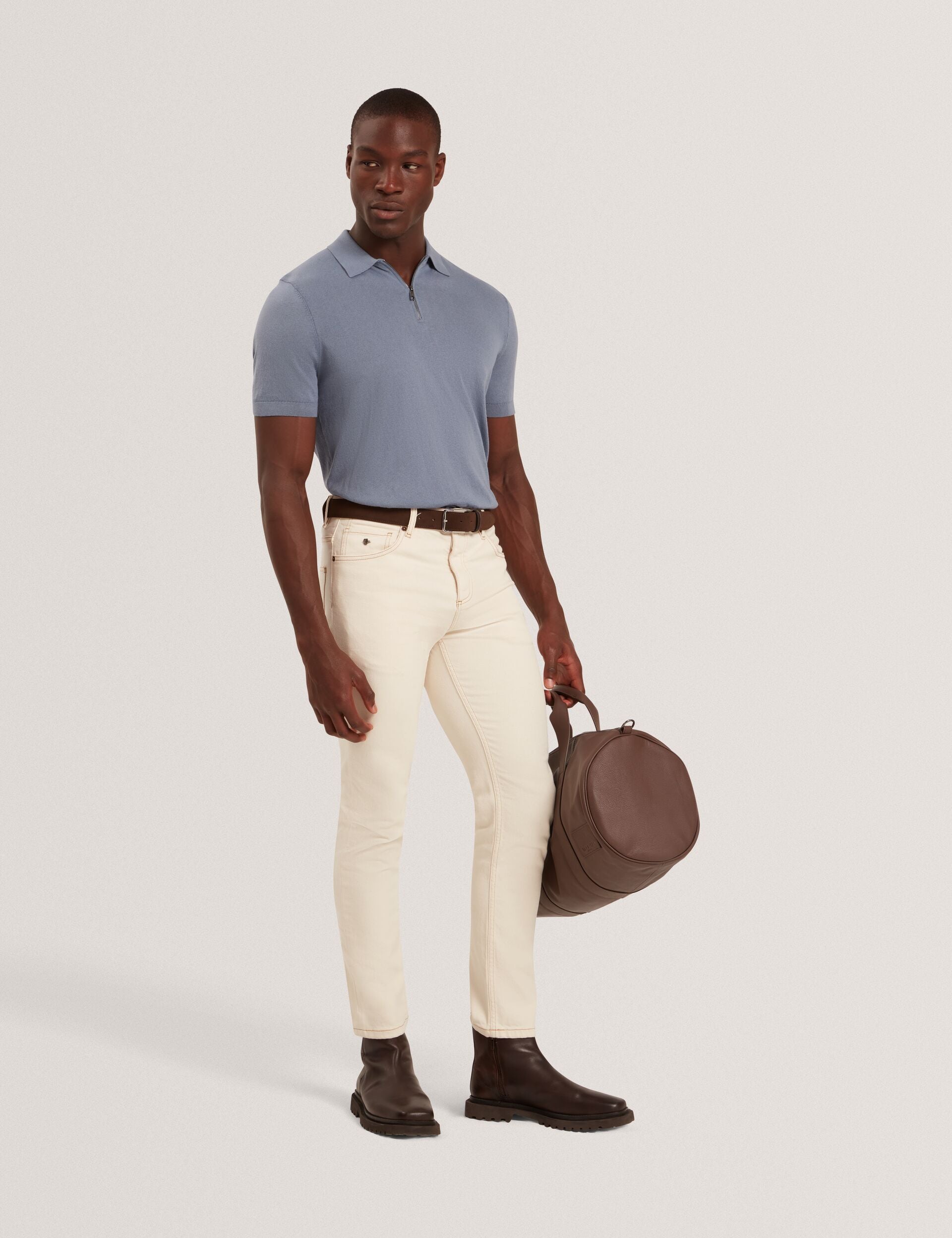 Sale|Men GIVRANS Silk Blend Knit Zip Neck Polo - Ted Baker