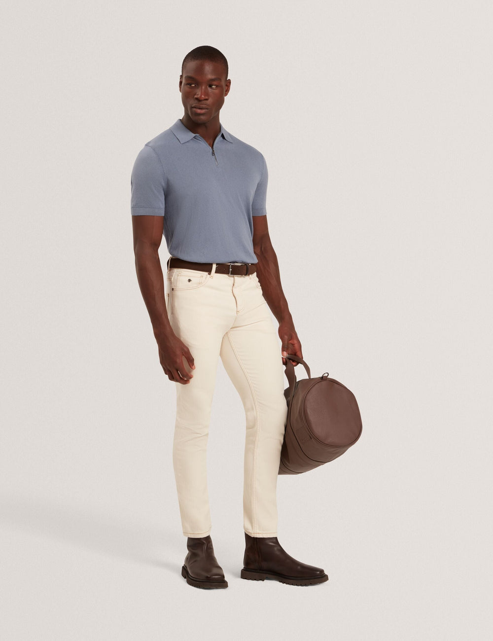 Sale|Men GIVRANS Silk Blend Knit Zip Neck Polo - Ted Baker