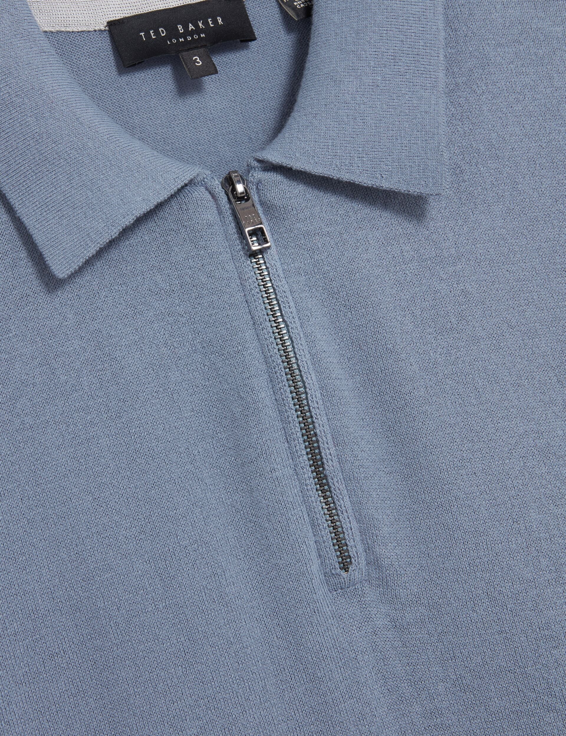 Sale|Men GIVRANS Silk Blend Knit Zip Neck Polo - Ted Baker