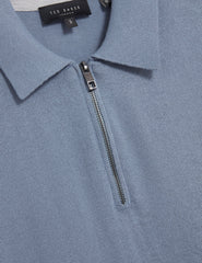 Sale|Men GIVRANS Silk Blend Knit Zip Neck Polo - Ted Baker