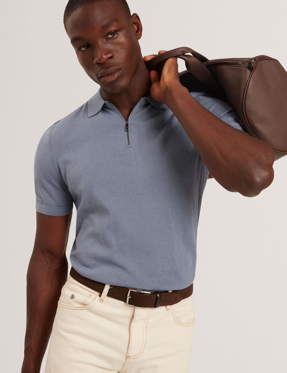 Sale|Men GIVRANS Silk Blend Knit Zip Neck Polo - Ted Baker