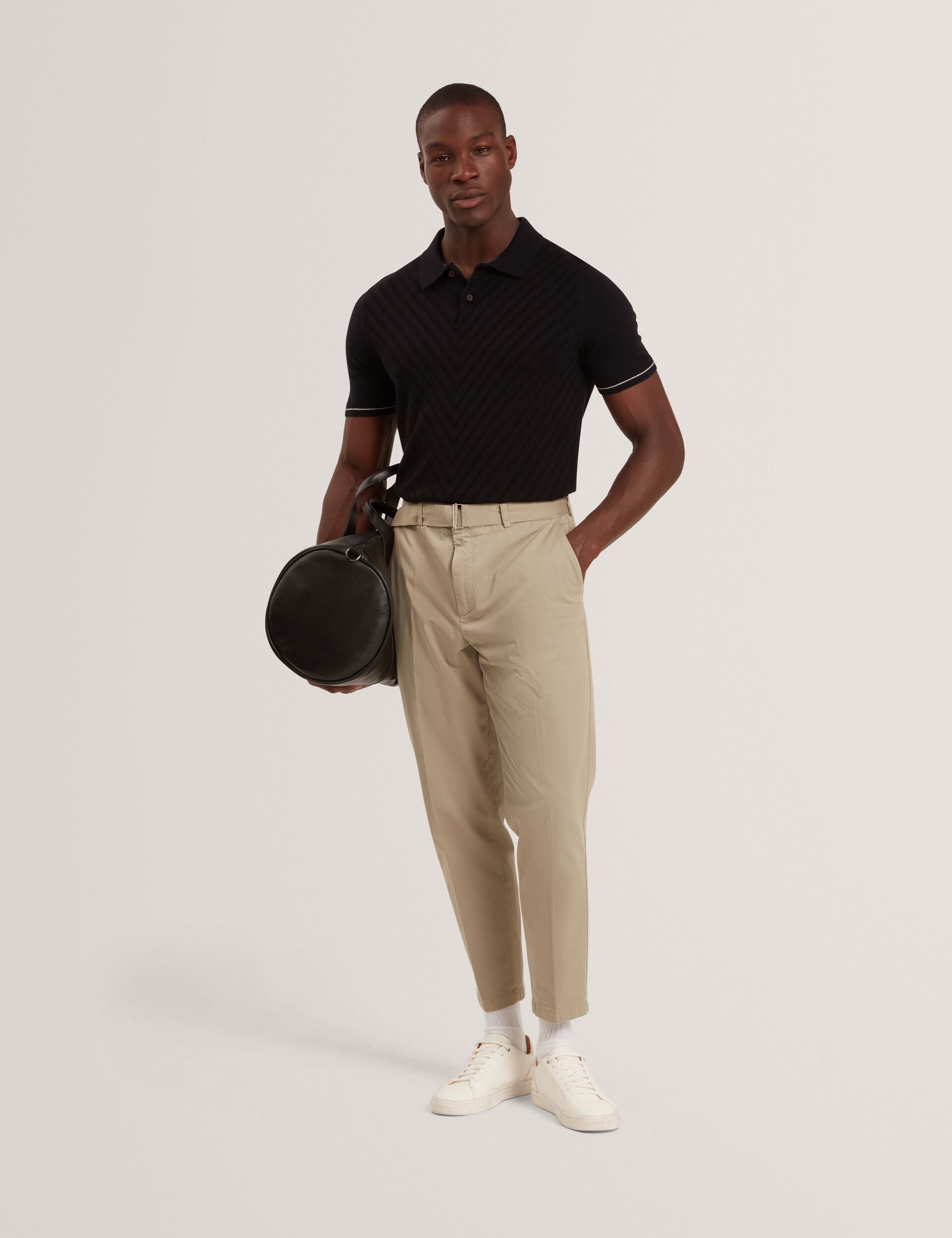 Sale|Men CHAPAL Chevron Texture Knit Short Sleeve Polo - Ted Baker