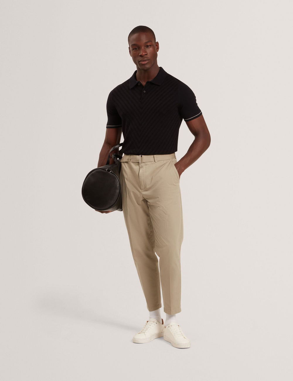 Sale|Men CHAPAL Chevron Texture Knit Short Sleeve Polo - Ted Baker