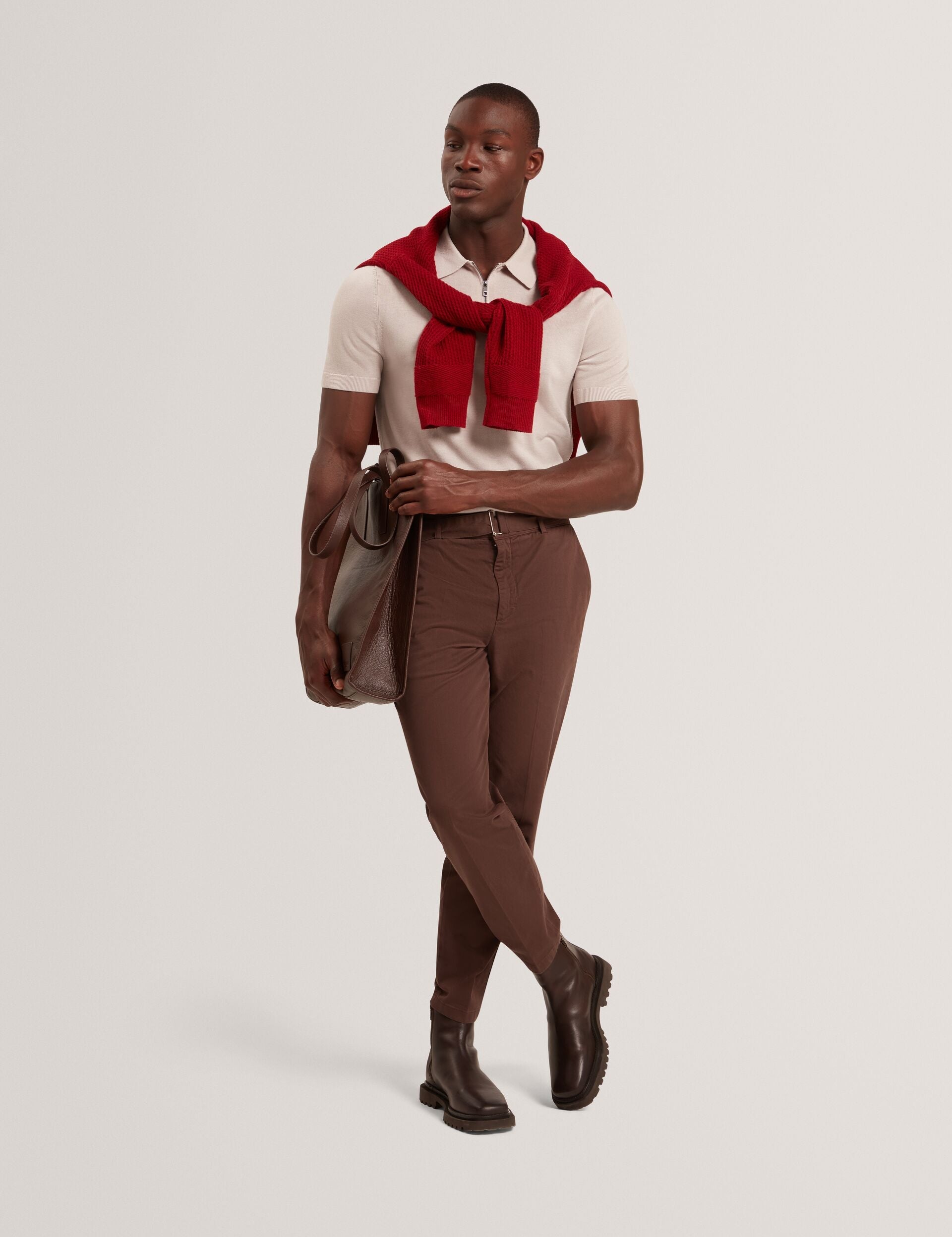 Sale|Men GIVRANS Silk Blend Knit Zip Neck Polo - Ted Baker