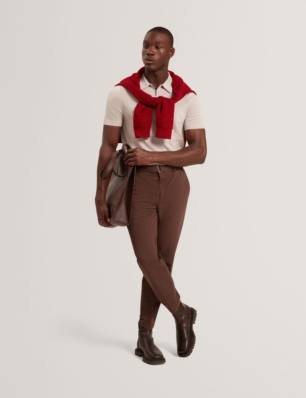 Sale|Men GIVRANS Silk Blend Knit Zip Neck Polo - Ted Baker