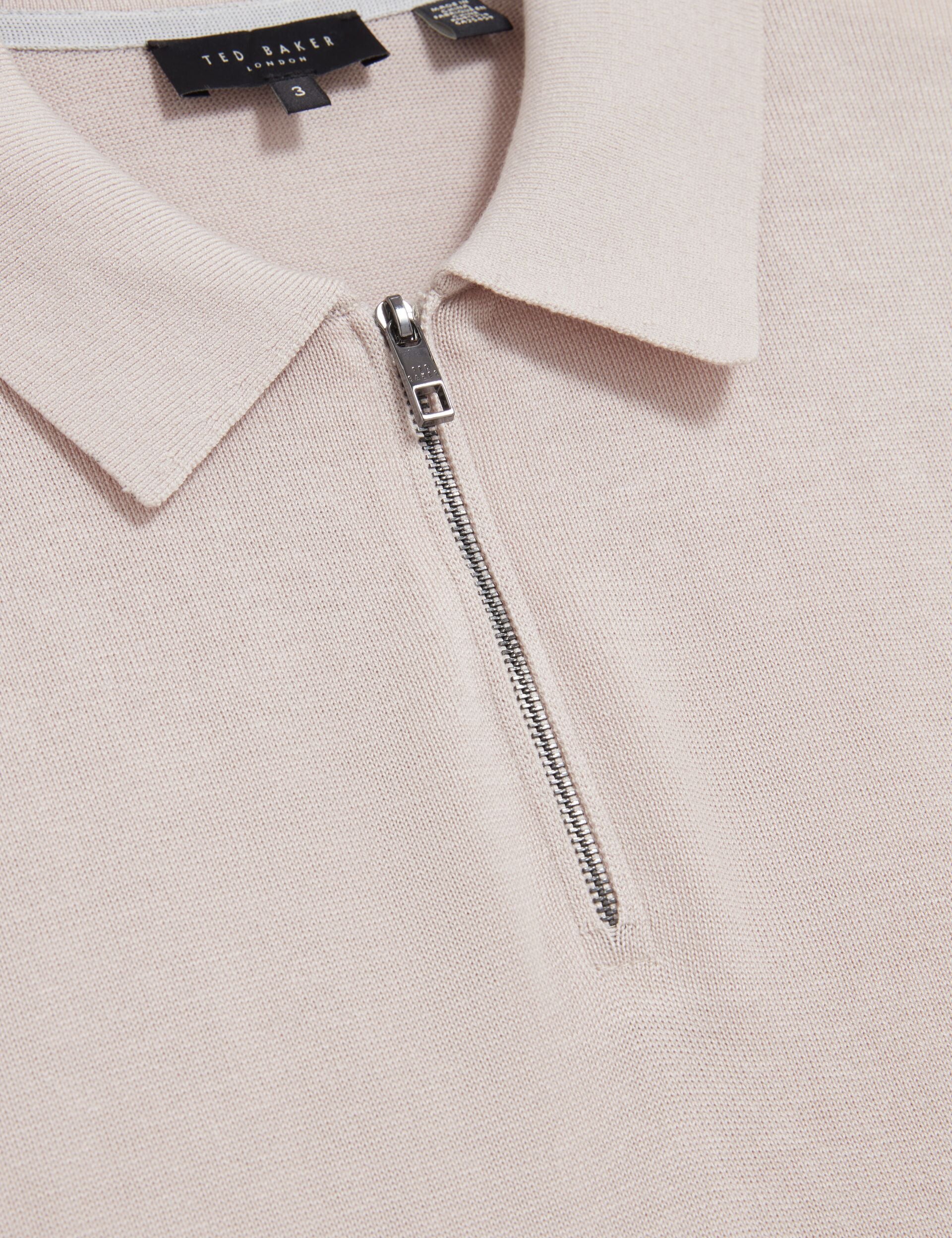 Sale|Men GIVRANS Silk Blend Knit Zip Neck Polo - Ted Baker