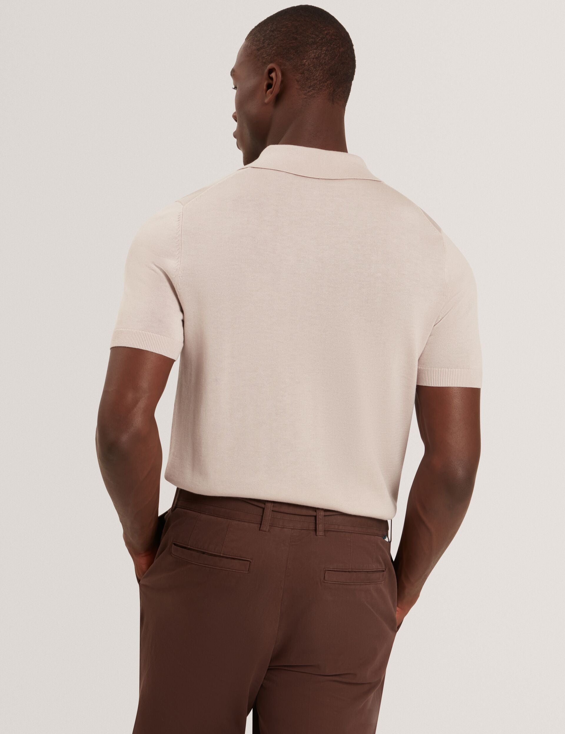 Sale|Men GIVRANS Silk Blend Knit Zip Neck Polo - Ted Baker