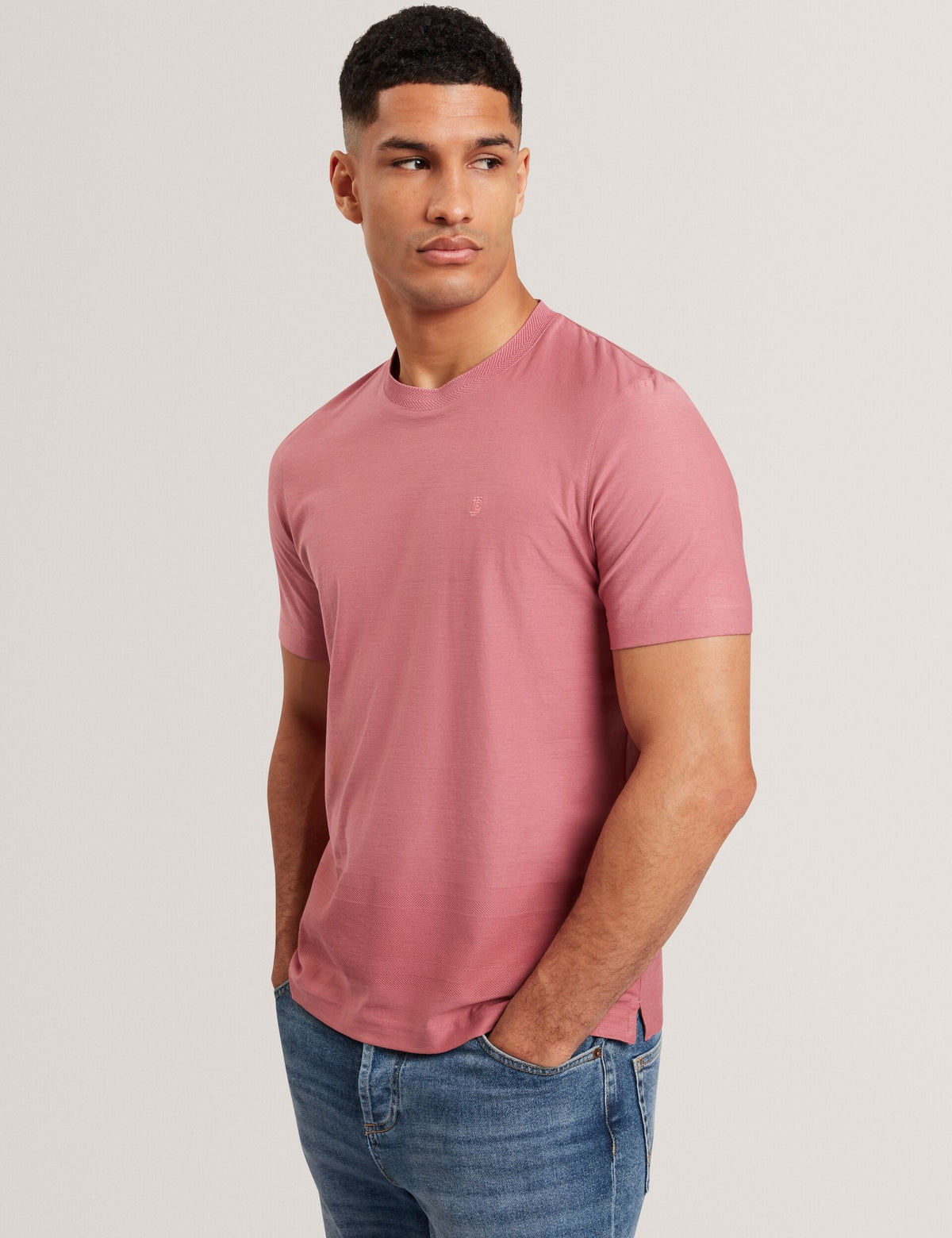 Sale|Men KAELITH Textured Panel Cotton Short Sleeve T-Shirt - Ted Baker