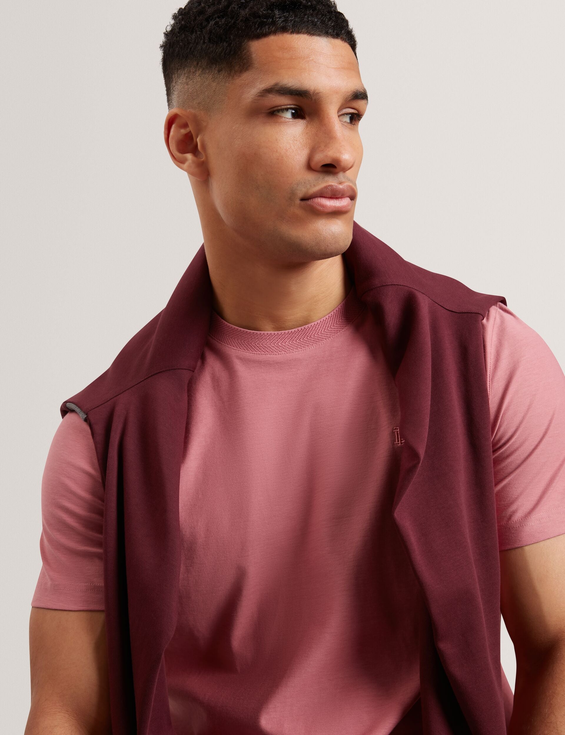 Sale|Men KAELITH Textured Panel Cotton Short Sleeve T-Shirt - Ted Baker