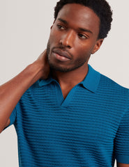 Sale|Men BESTEL Wave Stitch Pure Cotton Open Neck Polo - Ted Baker