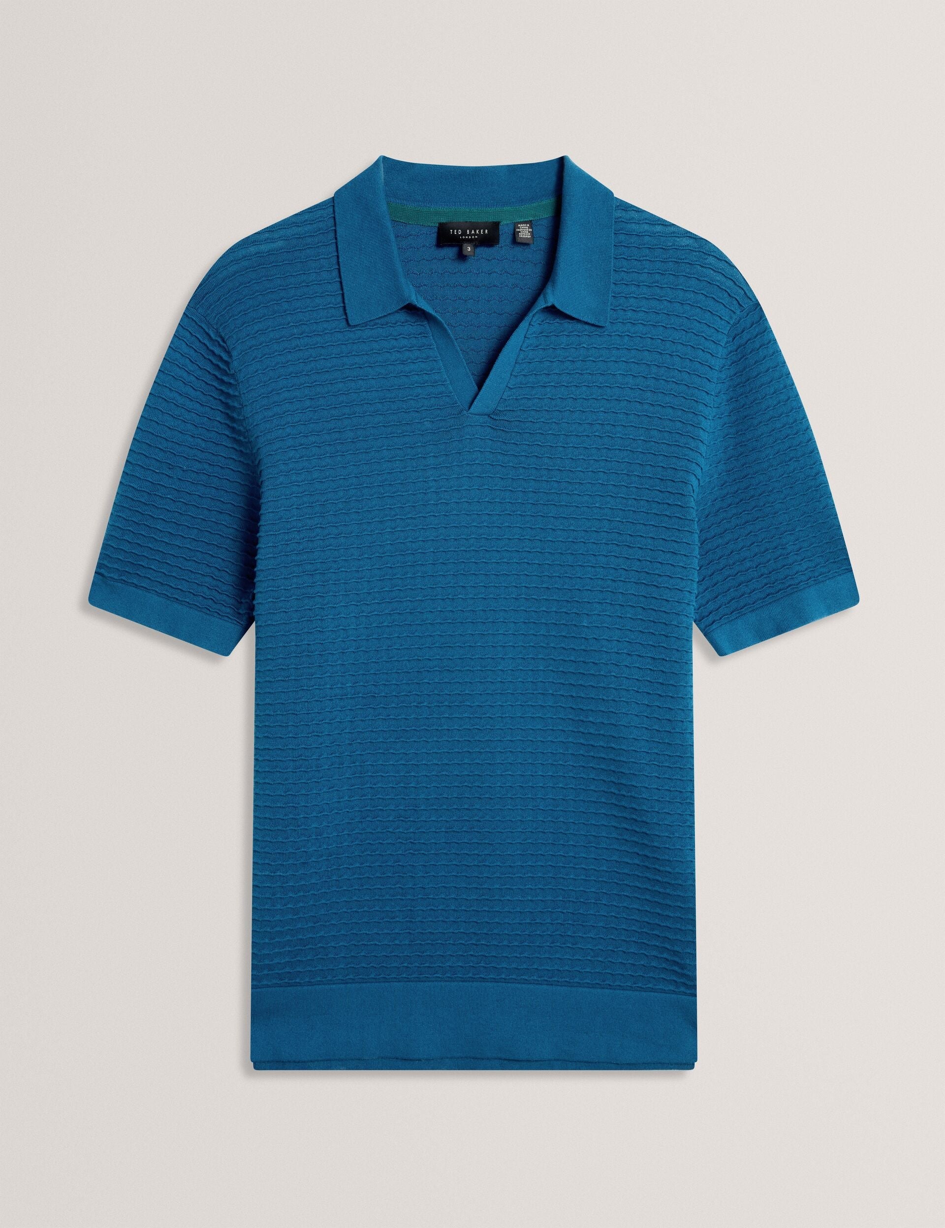 Sale|Men BESTEL Wave Stitch Pure Cotton Open Neck Polo - Ted Baker