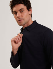Sale|Men WYTHER Mixed Texture Zip Neck Long Sleeve Polo - Ted Baker