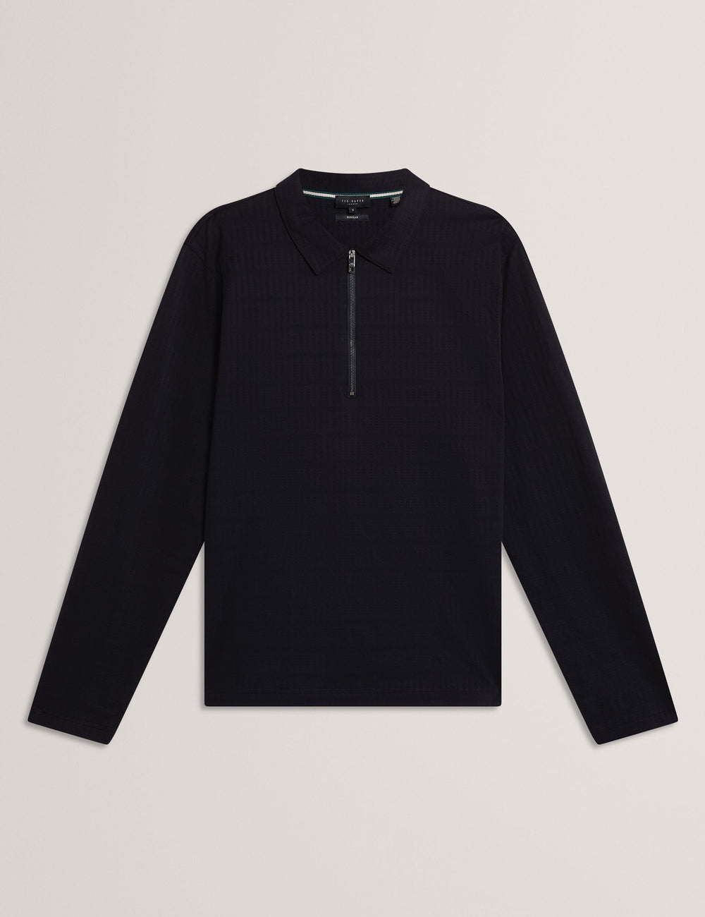 Sale|Men WYTHER Mixed Texture Zip Neck Long Sleeve Polo - Ted Baker