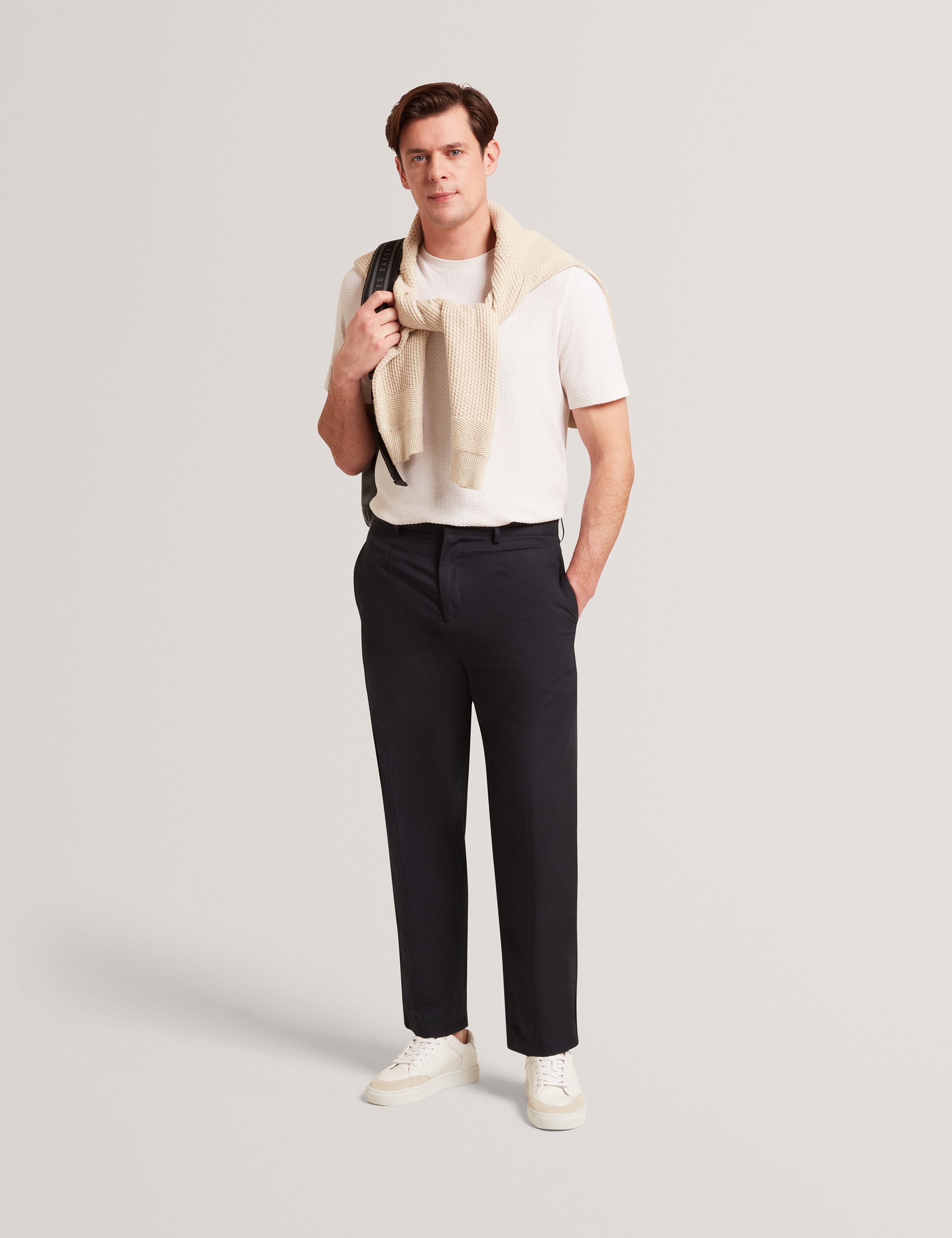 Sale|Men TEDDOT Tapered Leg Cotton Stretch Twill Pants - Ted Baker
