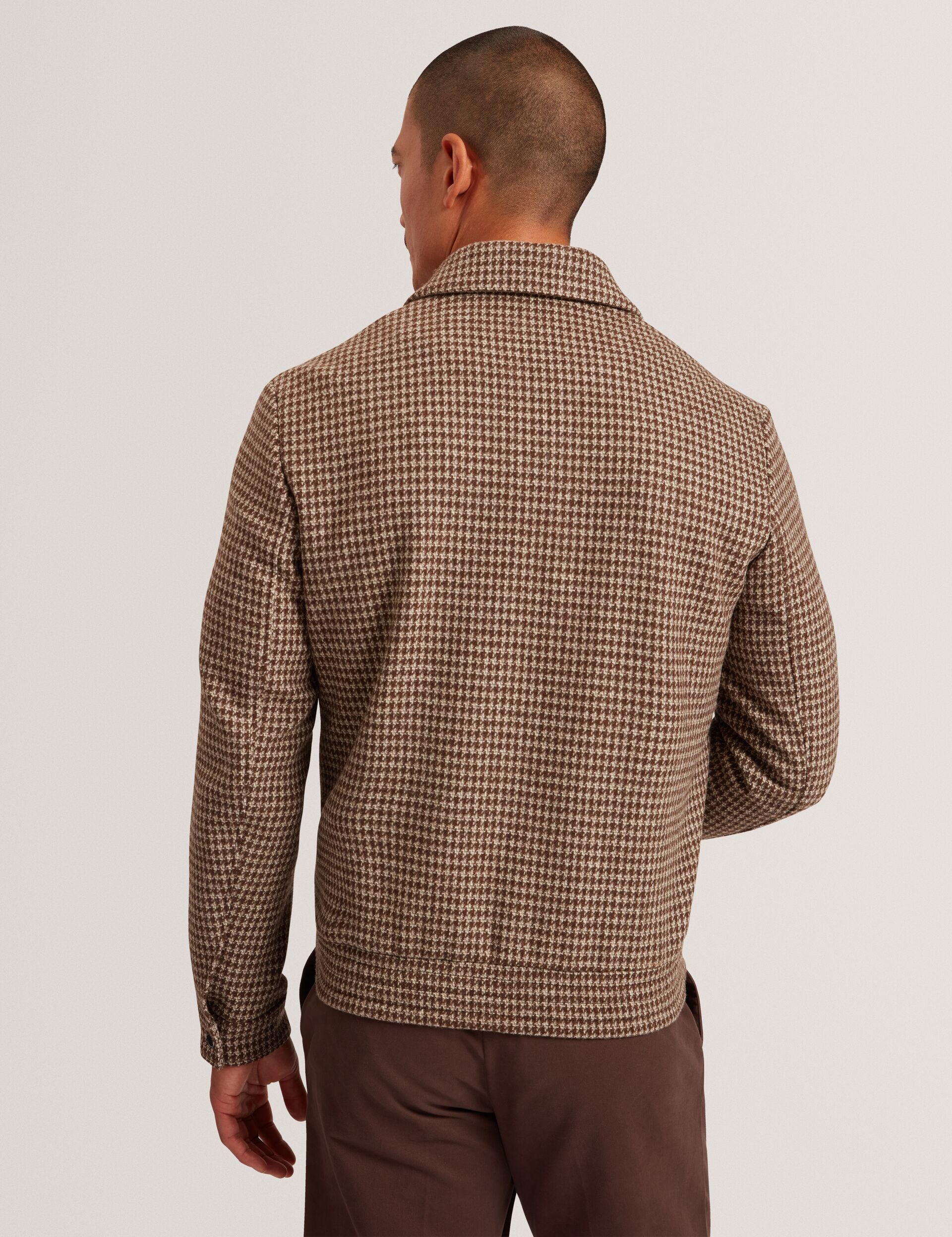 Sale|Men BAGLAN Dogtooth Check Wool Harrington Jacket - Ted Baker
