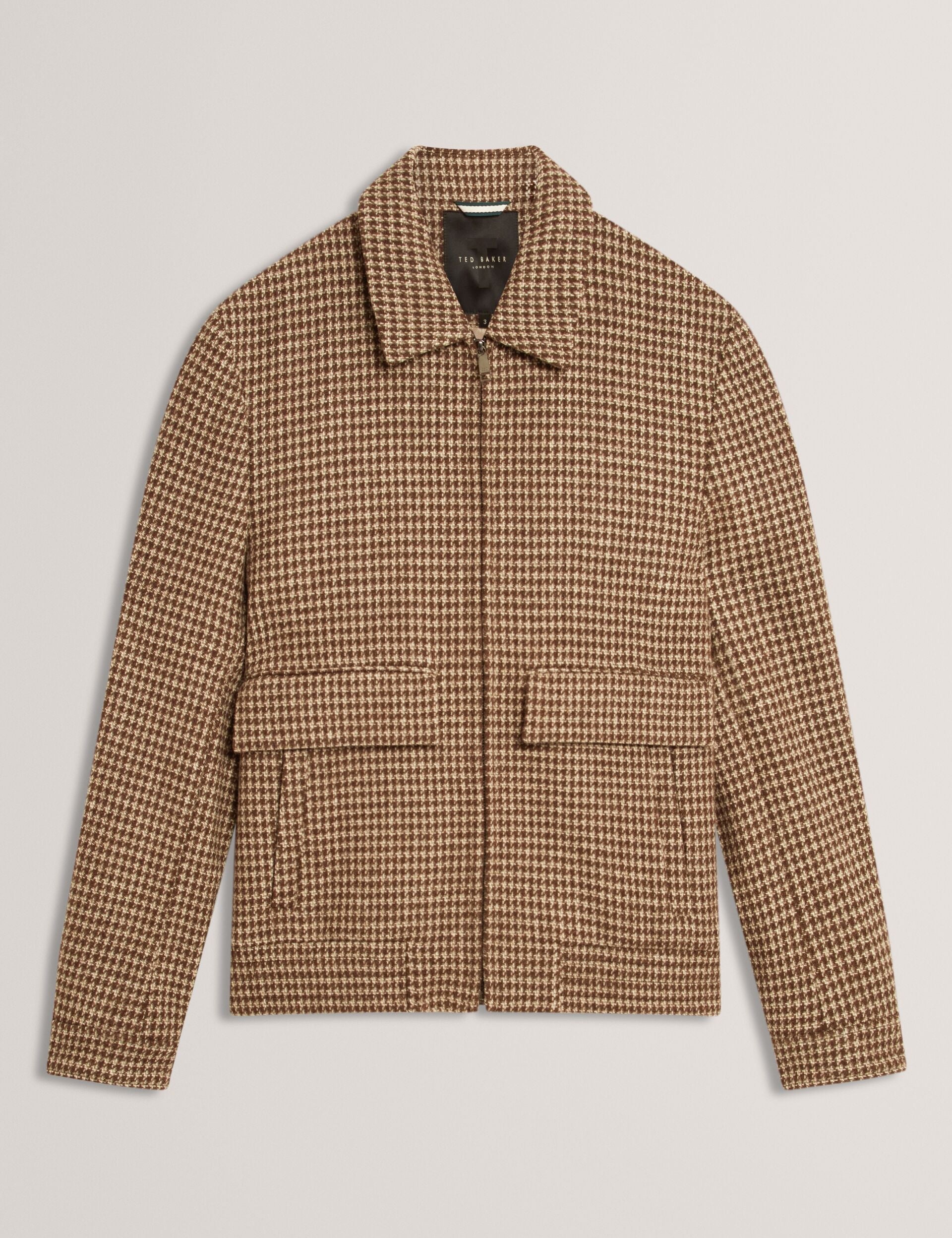 Sale|Men BAGLAN Dogtooth Check Wool Harrington Jacket - Ted Baker