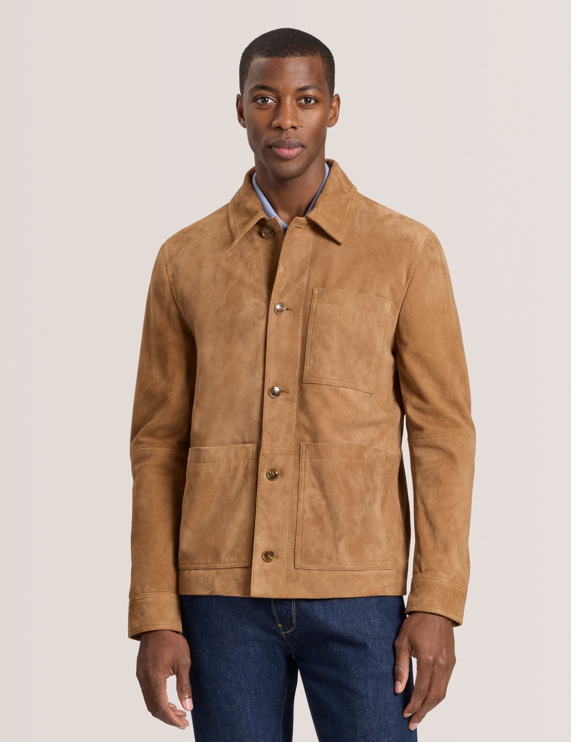 Sale|Men WALLY - Suede 3-Pocket Button Front Jacket - Ted Baker