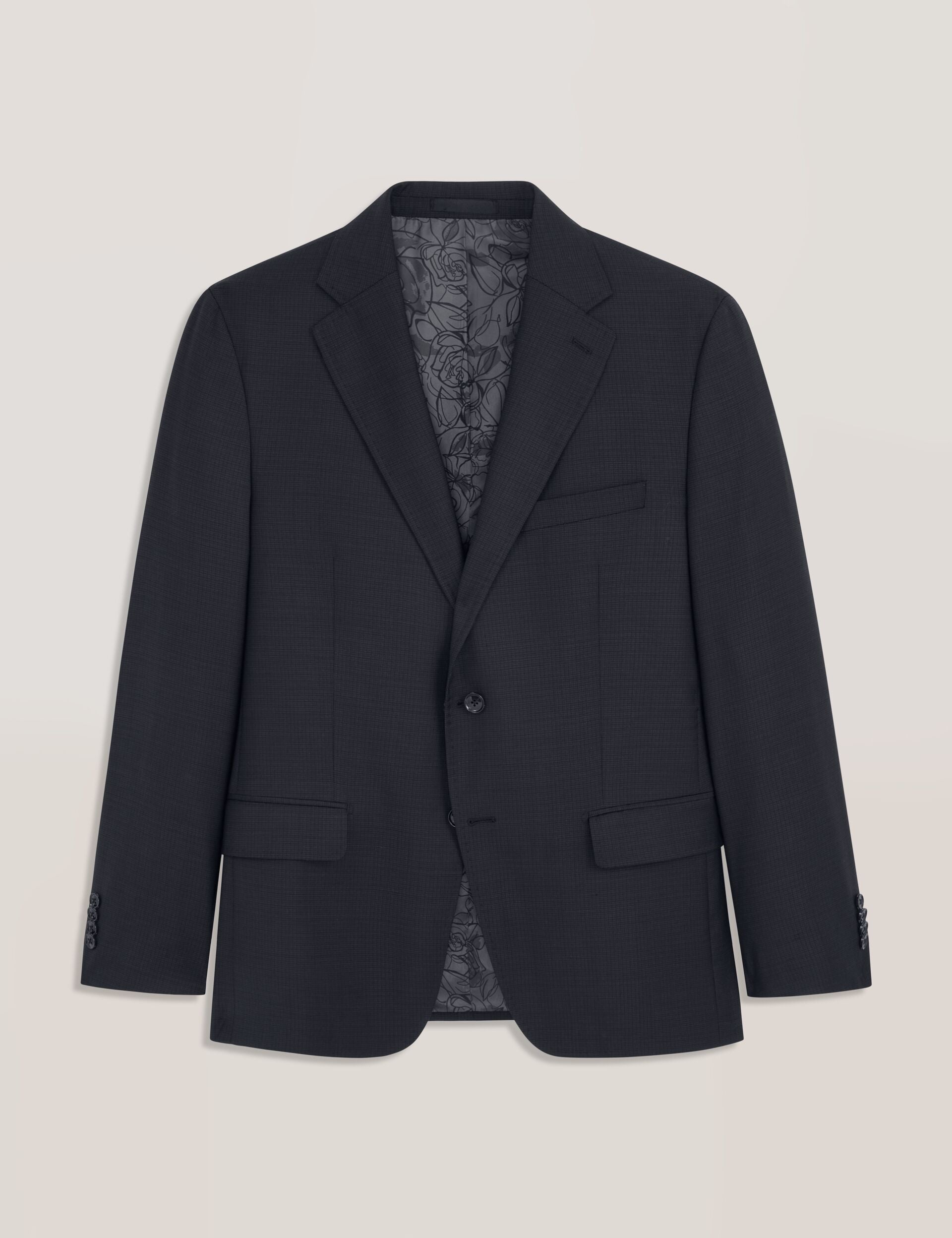 Sale|Men WRIGHT-GRID – Single Breasted Two Button Notch Fully Fashioned Grid Suit Jacket - Ted Baker