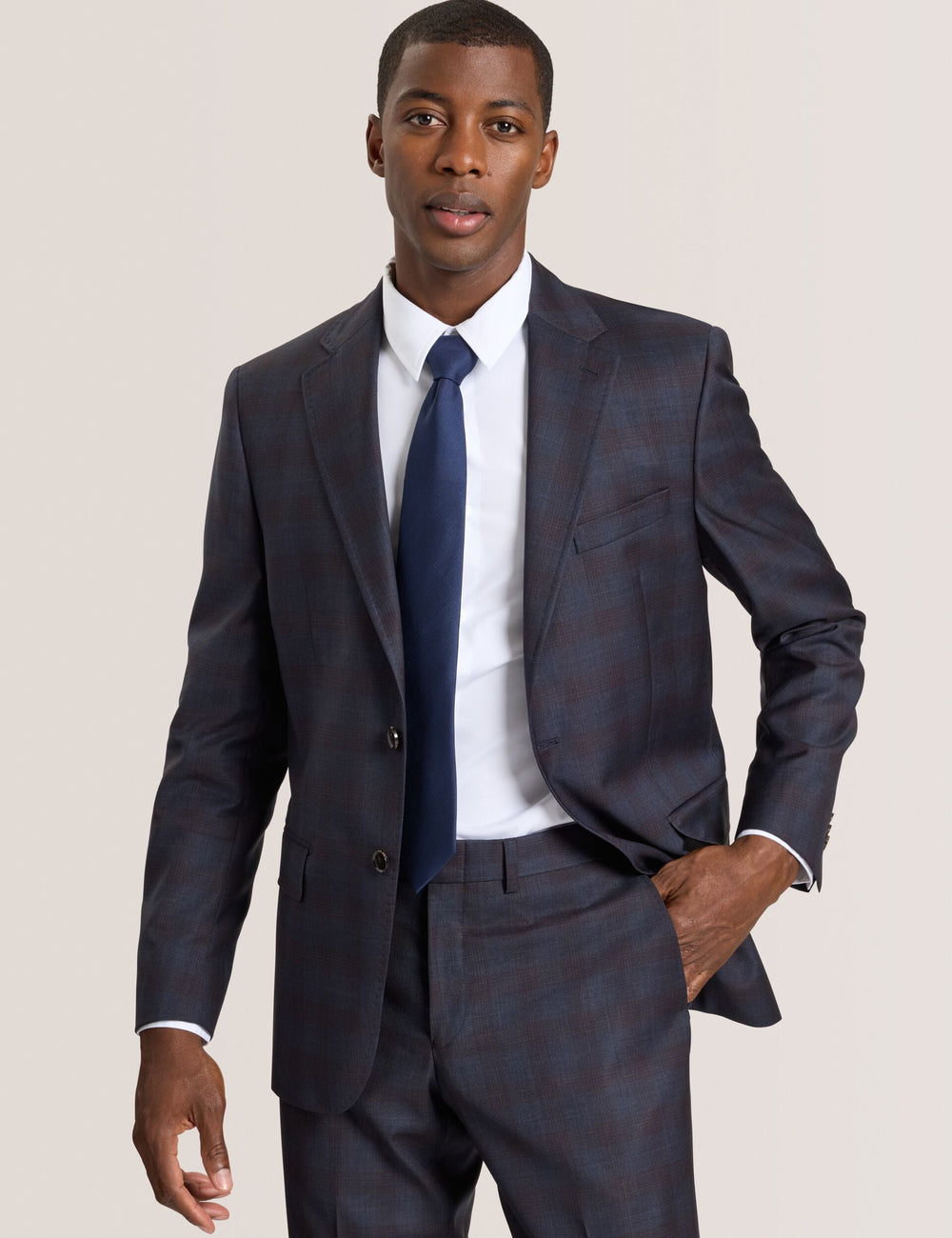 Sale|Men WRIGHT-PLAID – Single Breasted Two Button Notch Fully Fashioned Plaid Suit Jacket - Ted Baker