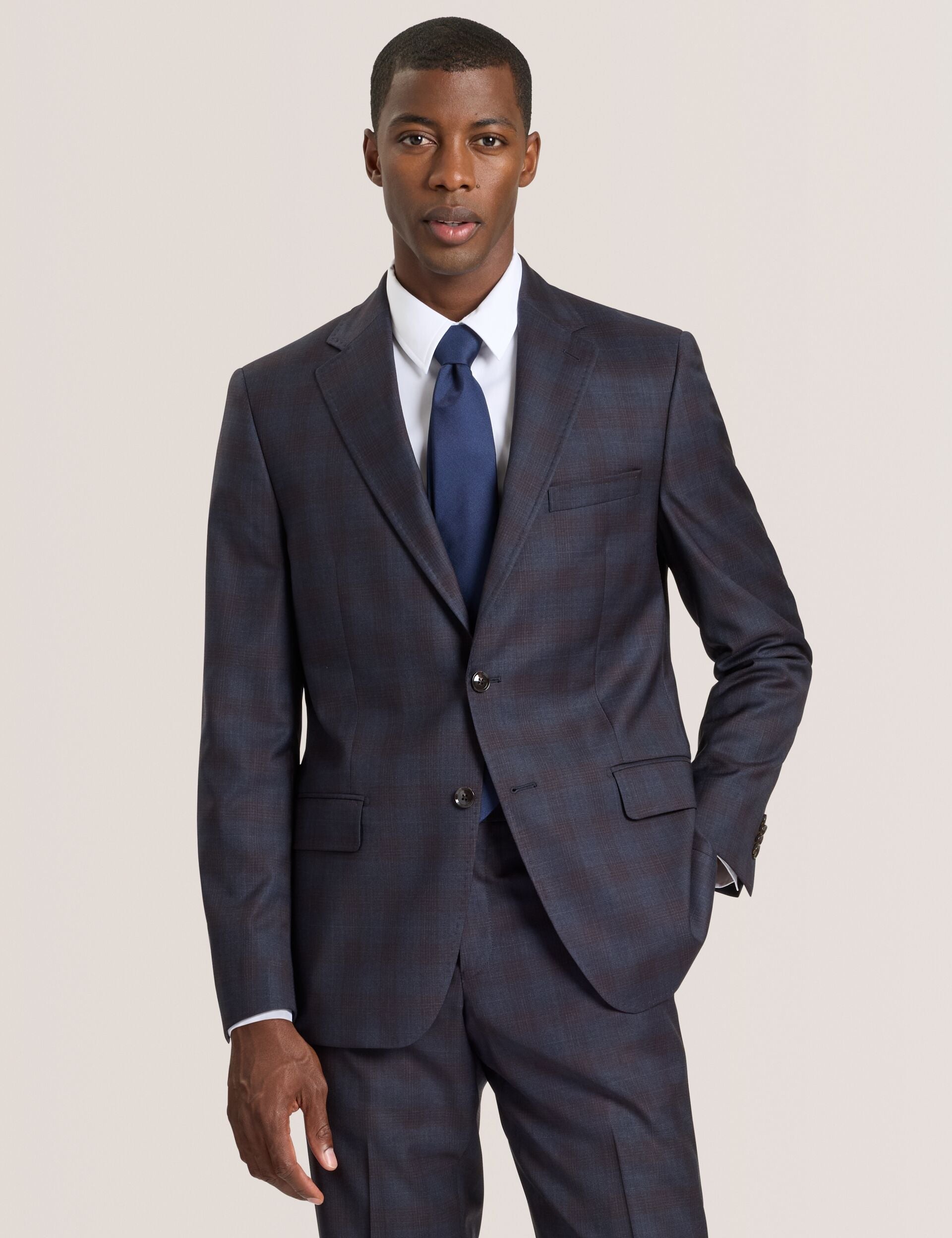 Sale|Men WRIGHT-PLAID – Single Breasted Two Button Notch Fully Fashioned Plaid Suit Jacket - Ted Baker