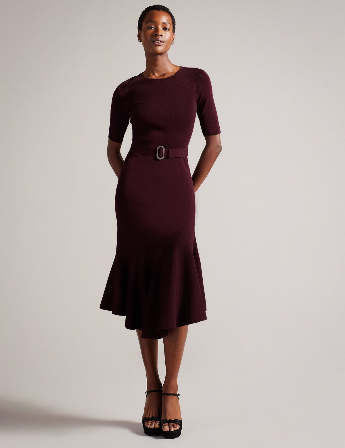 Women SAMALEE - Flippy Hem Knitted Midi Dress - Ted Baker