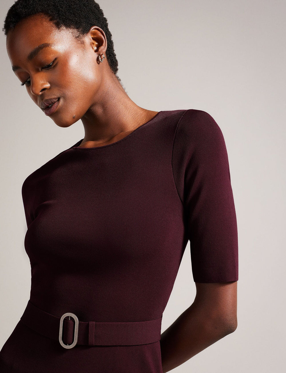 Women SAMALEE - Flippy Hem Knitted Midi Dress - Ted Baker