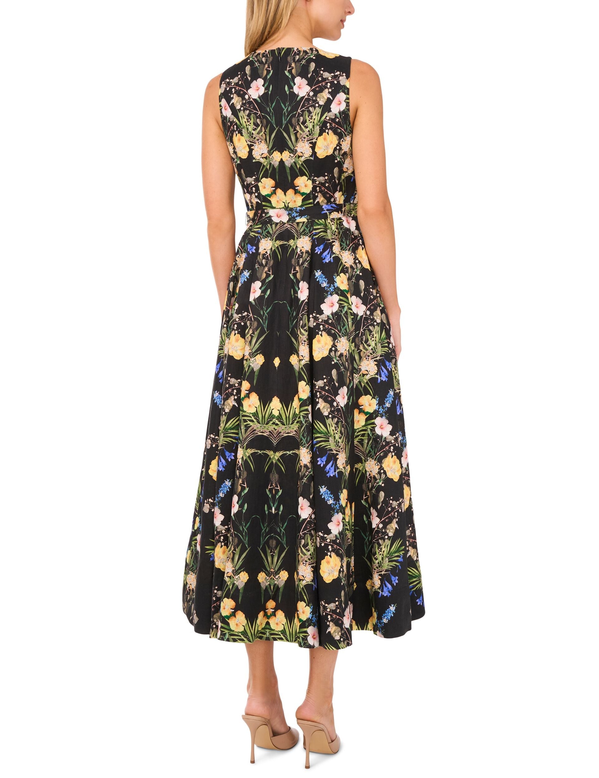 Women SLEEVELESS V NECK PLEATED MAXI DRESS - Rich Black - Ted Baker