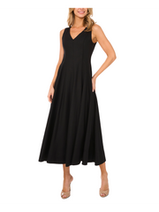 Women SLEEVELESS V-NECK PLEATED MAXI DRESS - Black - Ted Baker