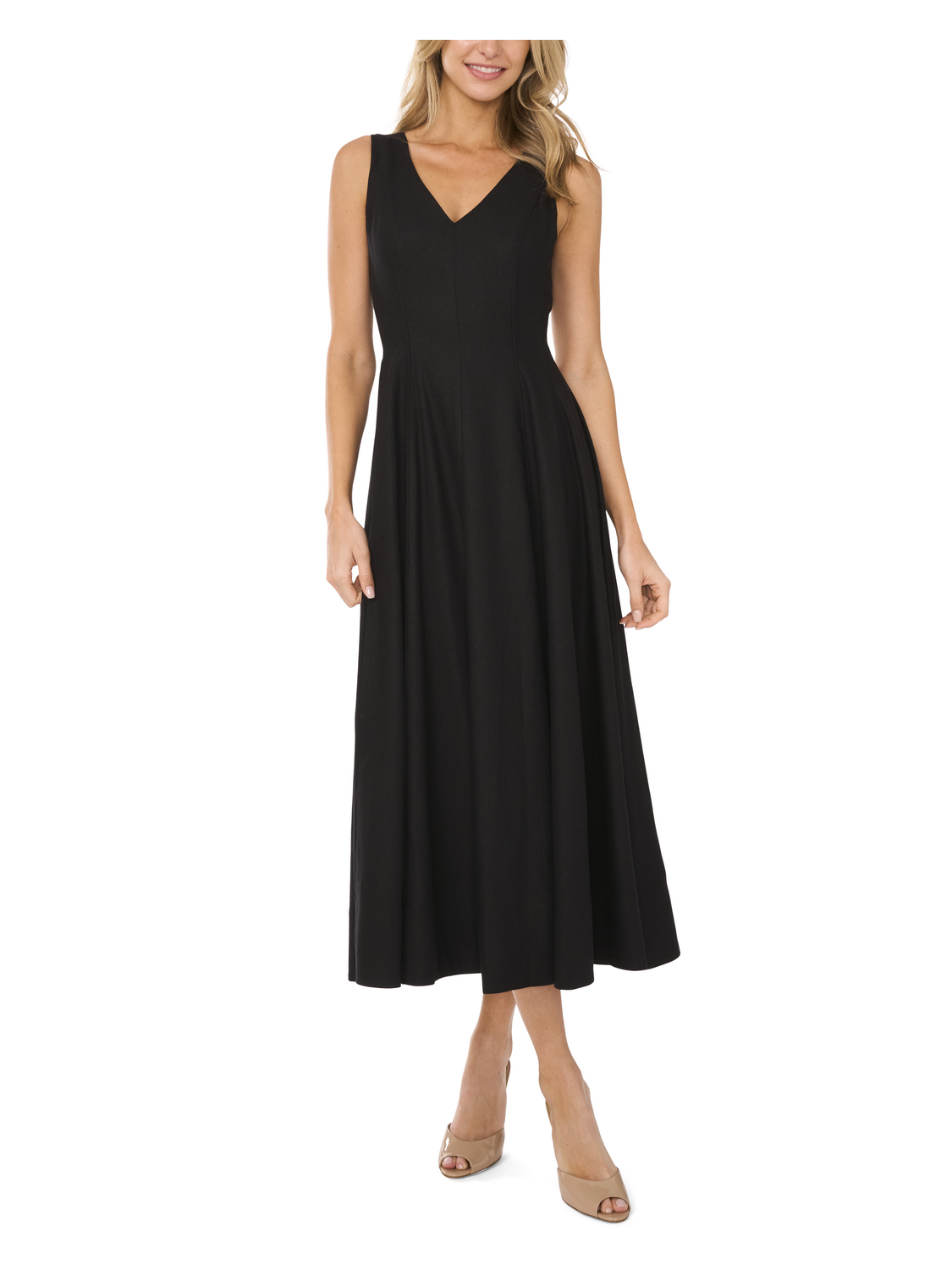 Women SLEEVELESS V-NECK PLEATED MAXI DRESS - Black - Ted Baker